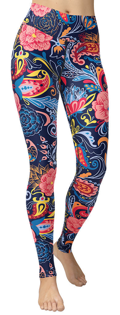 Art Deco Floral Yoga Leggings