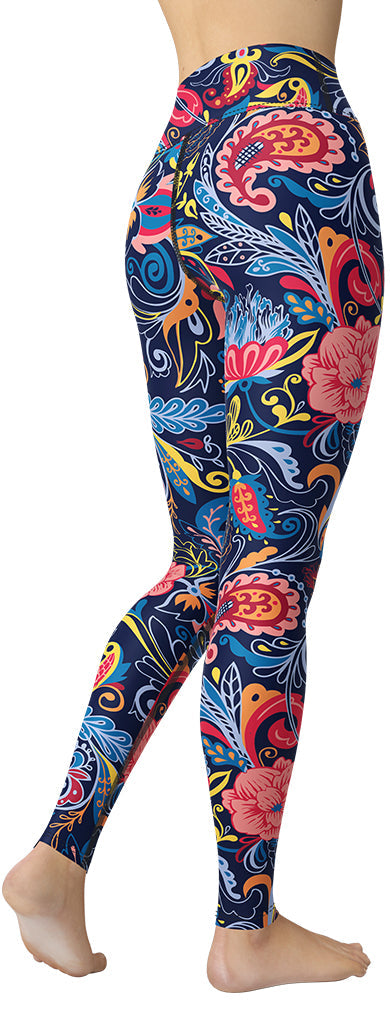 Art Deco Floral Yoga Leggings