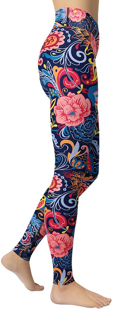 Art Deco Floral Yoga Leggings