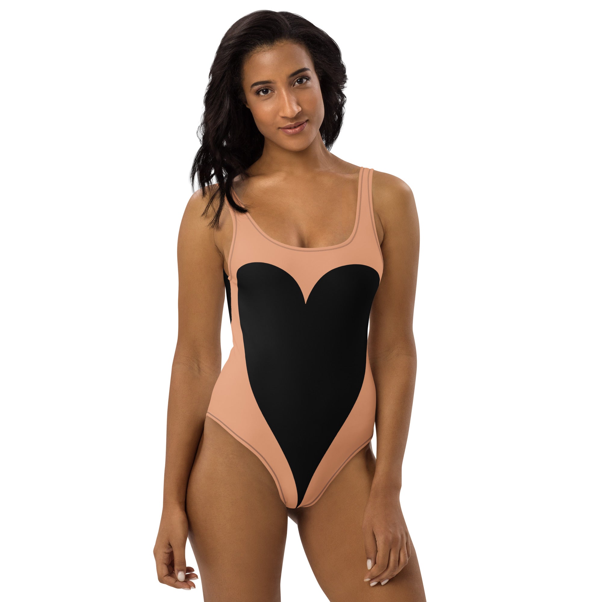 Black Heart Shaped One-Piece Swimsuit