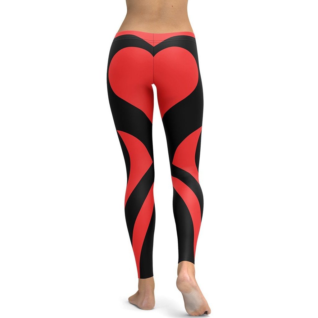 Black & Red Heart Shaped Leggings