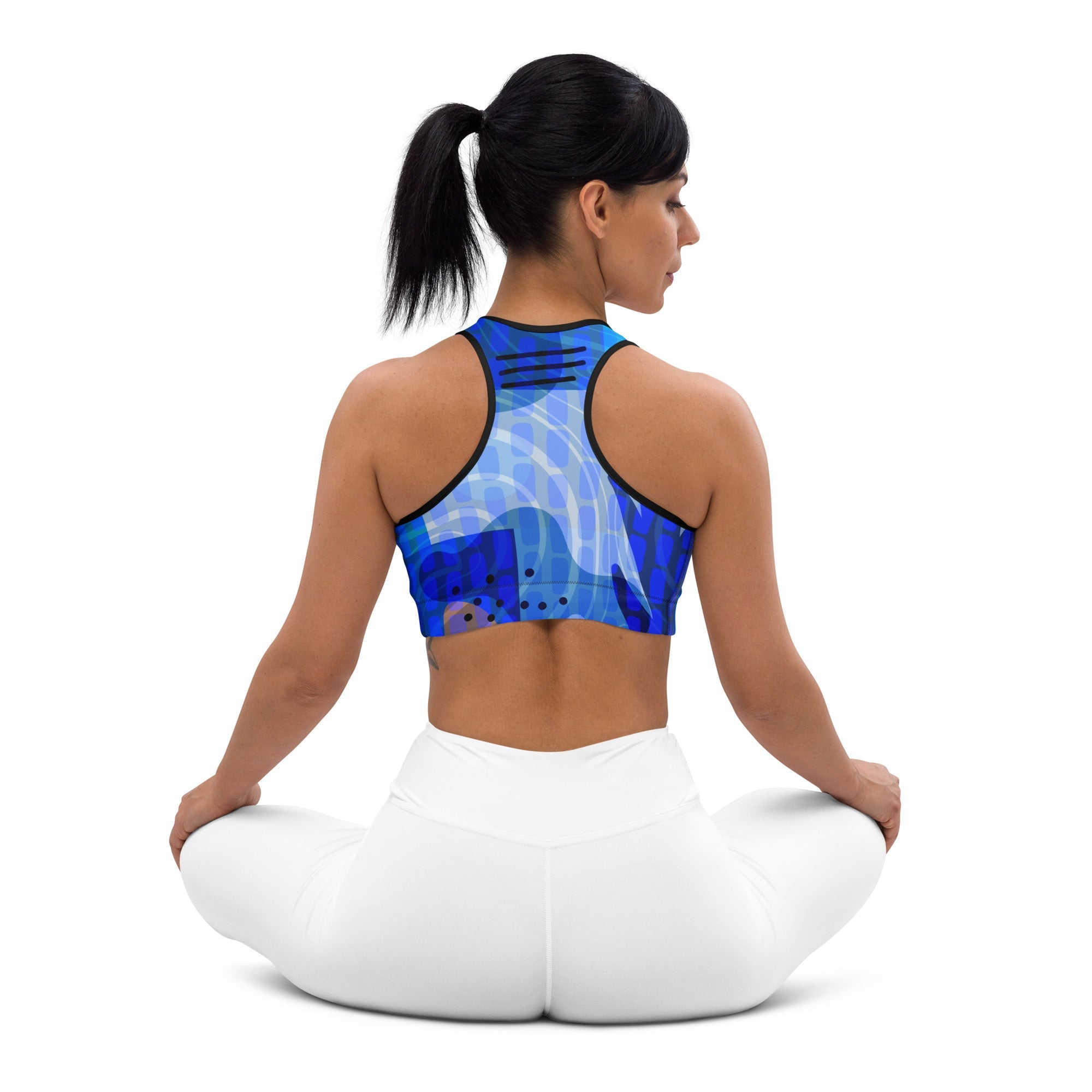 Blue Abstract Sports Bra