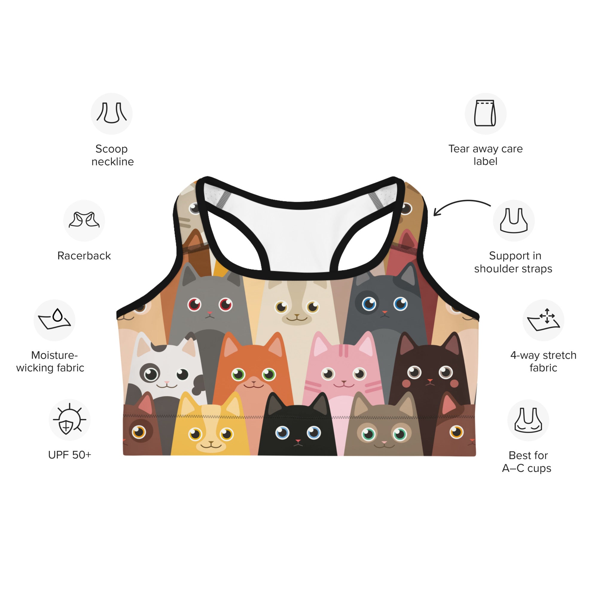 Cartoon Cats Sports Bra