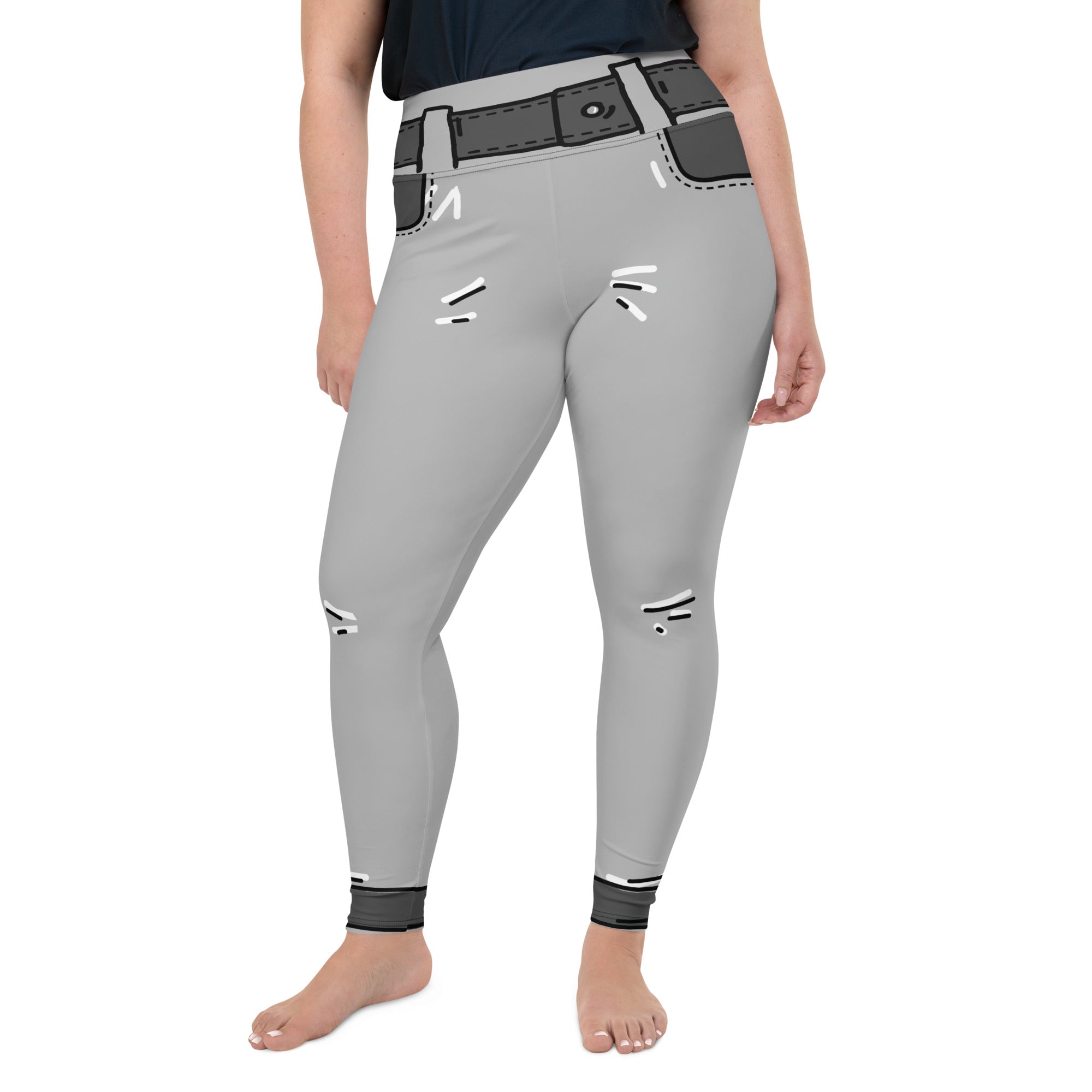 Cartoonized Monochrome Plus Size Leggings