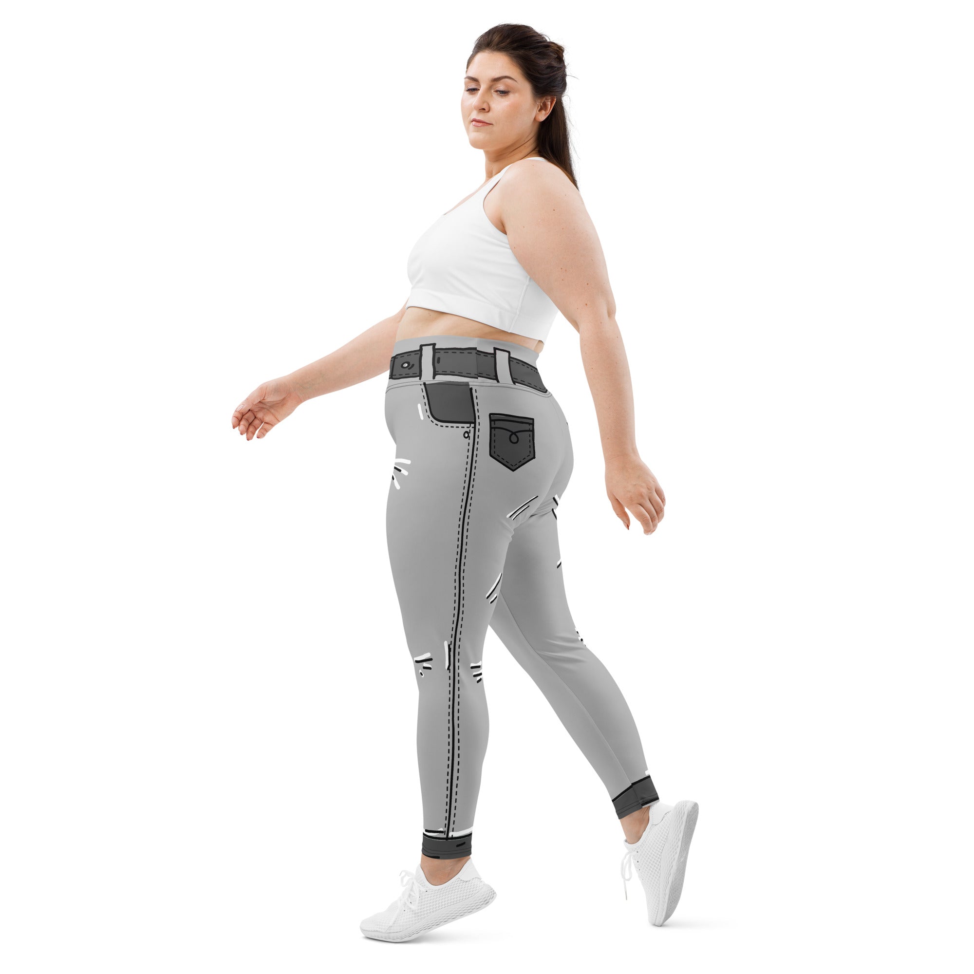 Cartoonized Monochrome Plus Size Leggings