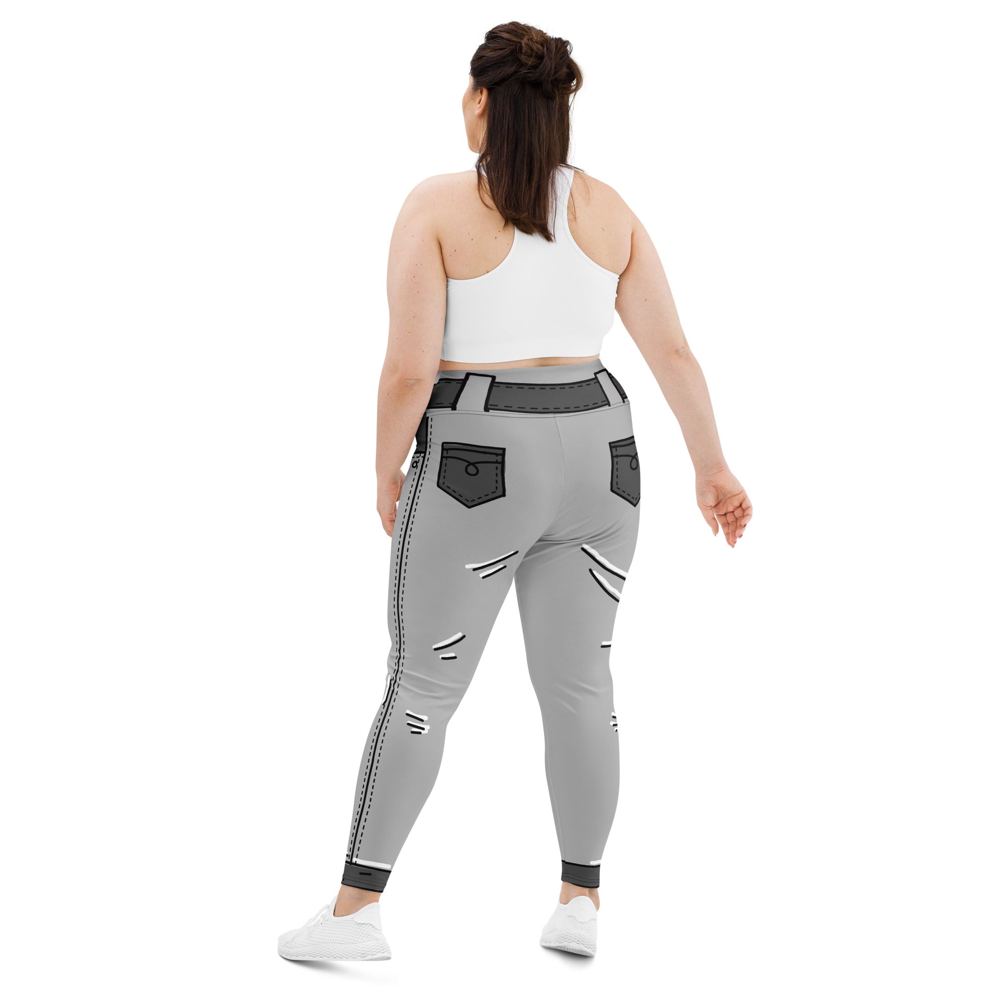 Cartoonized Monochrome Plus Size Leggings