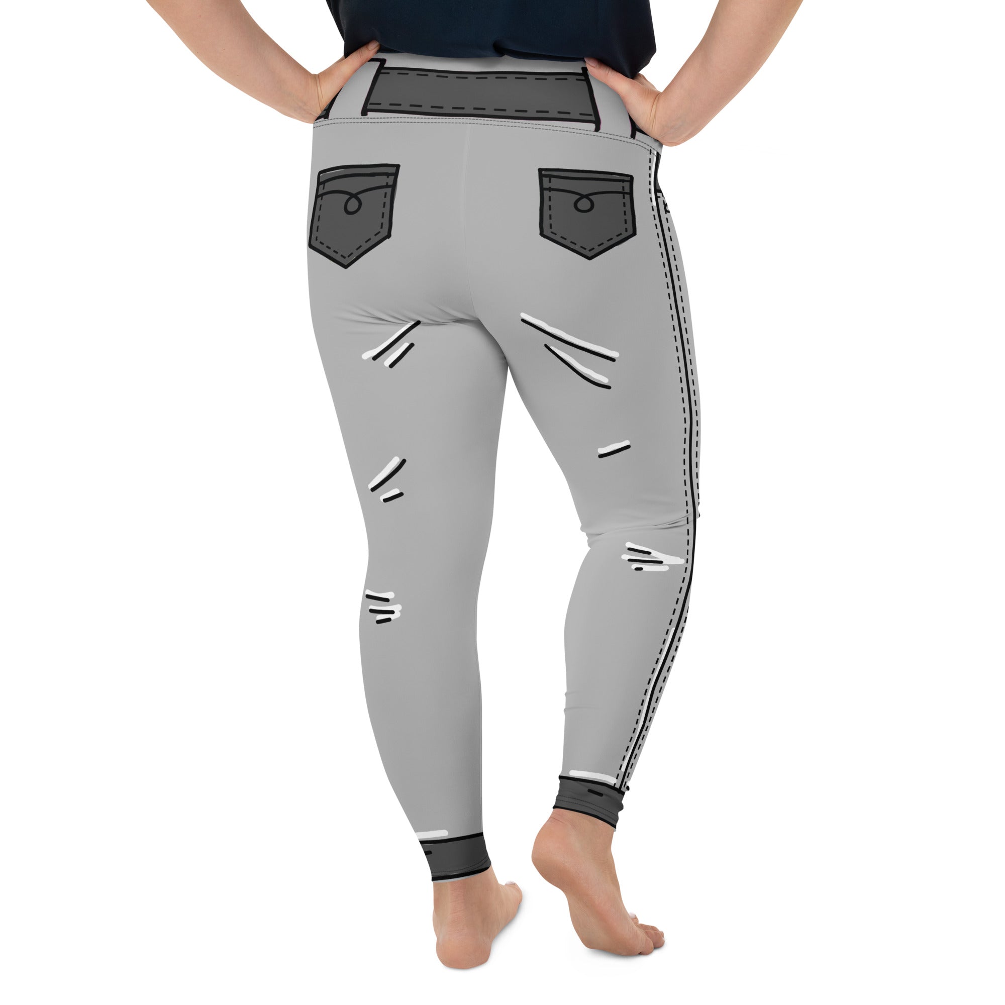 Cartoonized Monochrome Plus Size Leggings