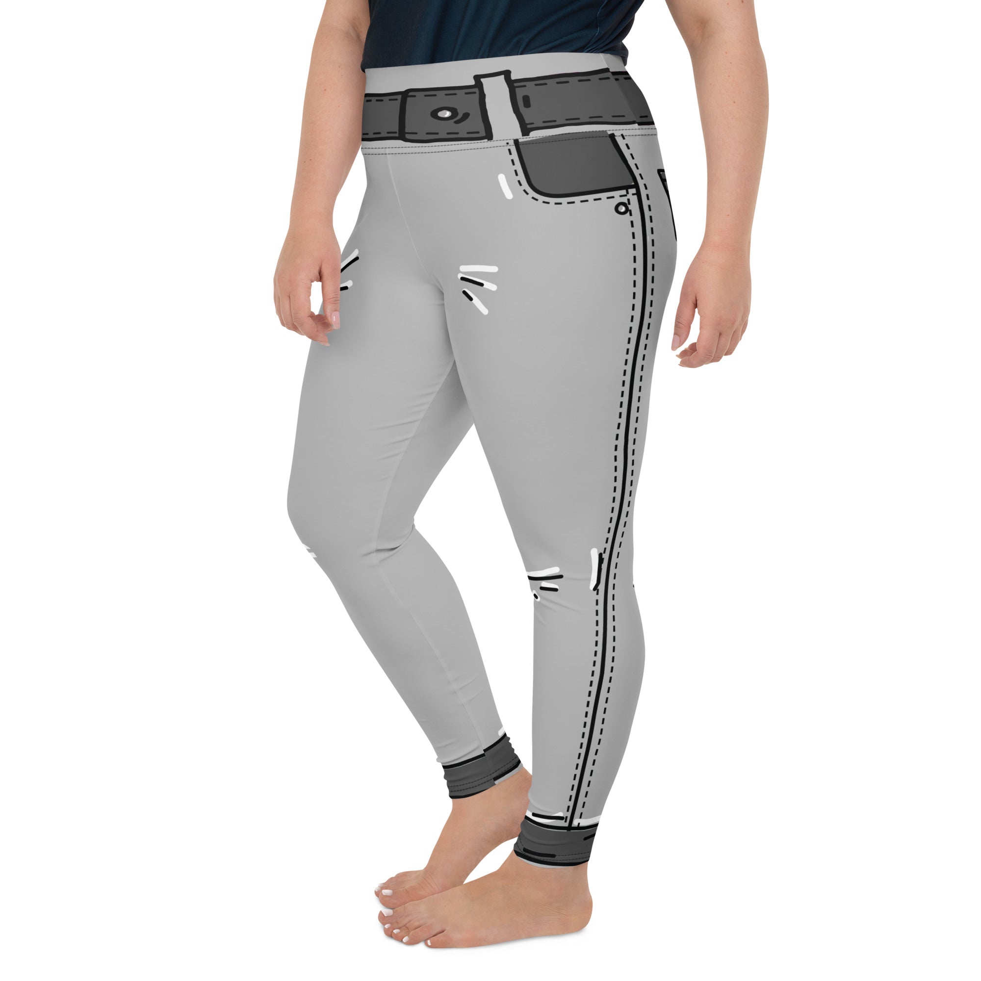 Cartoonized Monochrome Plus Size Leggings