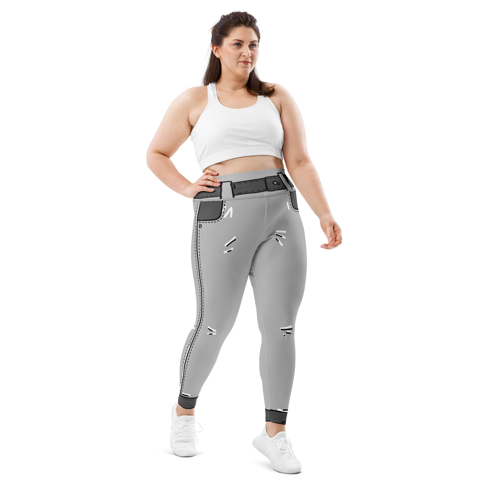 Cartoonized Monochrome Plus Size Leggings