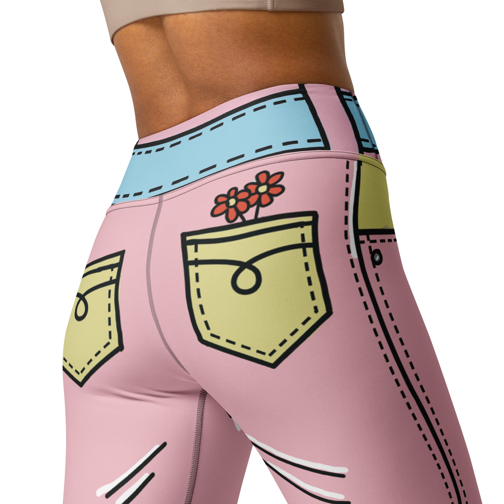 Cartoonized Pink Yoga Leggings
