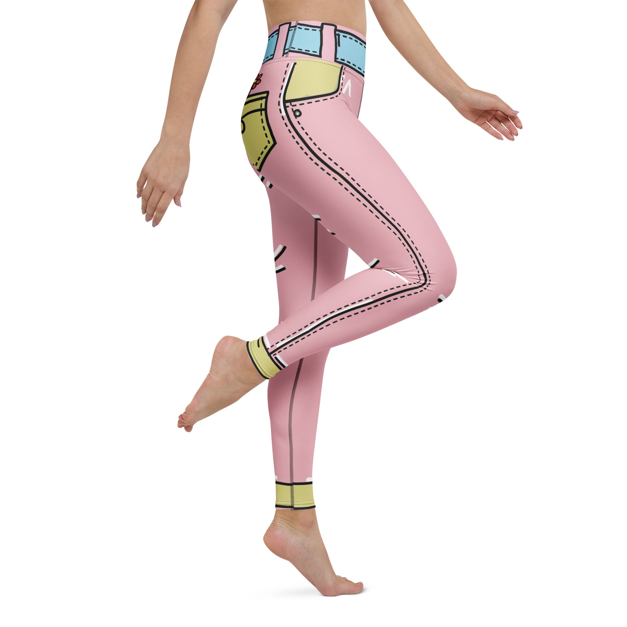 Cartoonized Pink Yoga Leggings