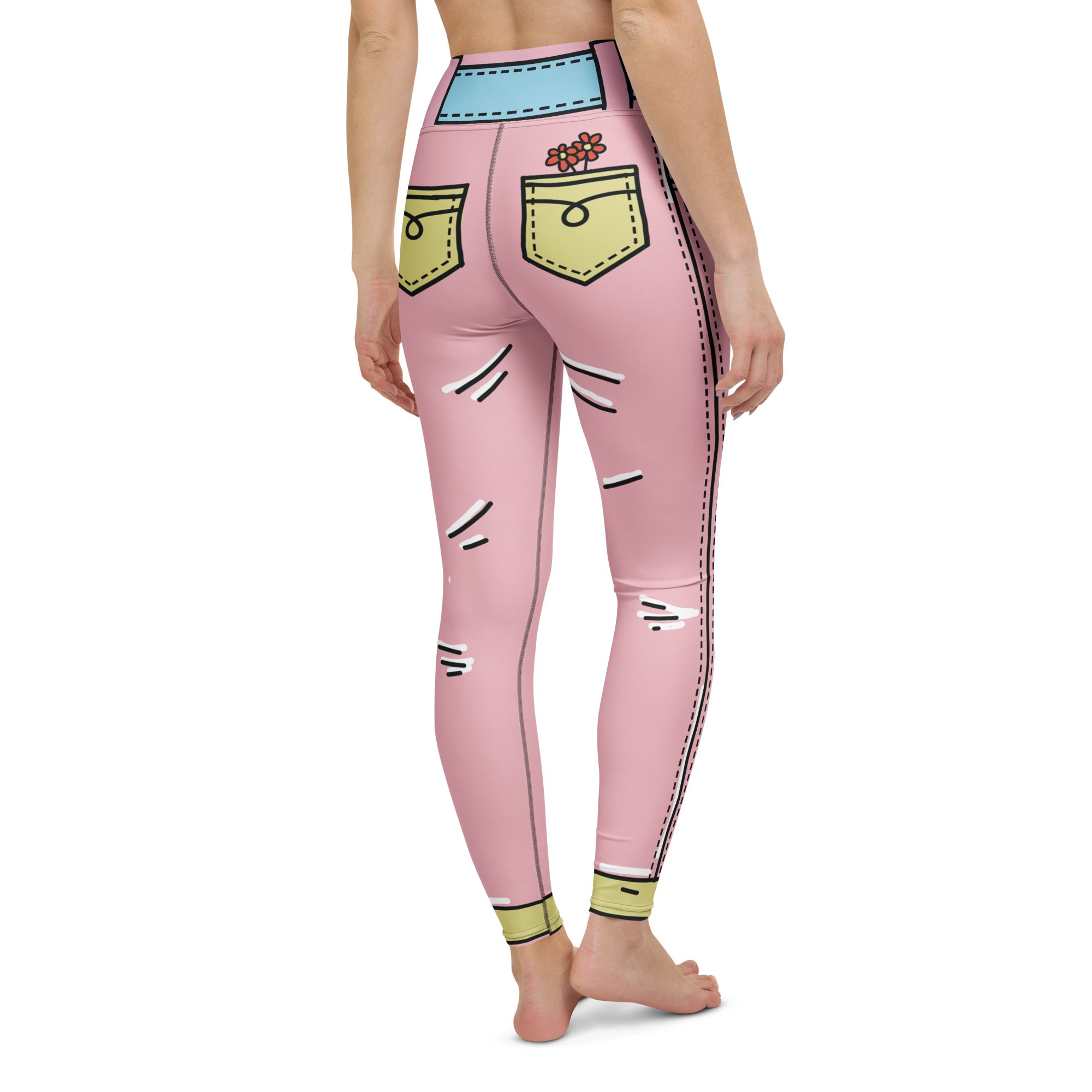 Cartoonized Pink Yoga Leggings