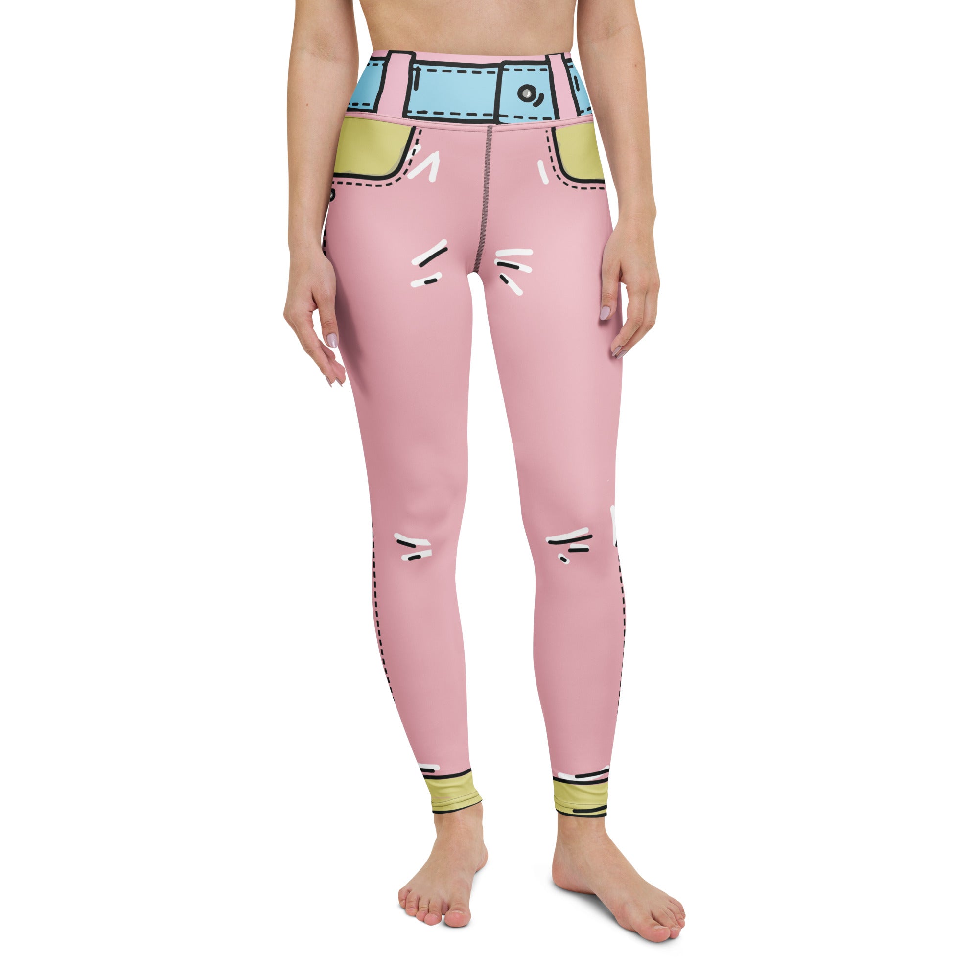 Cartoonized Pink Yoga Leggings