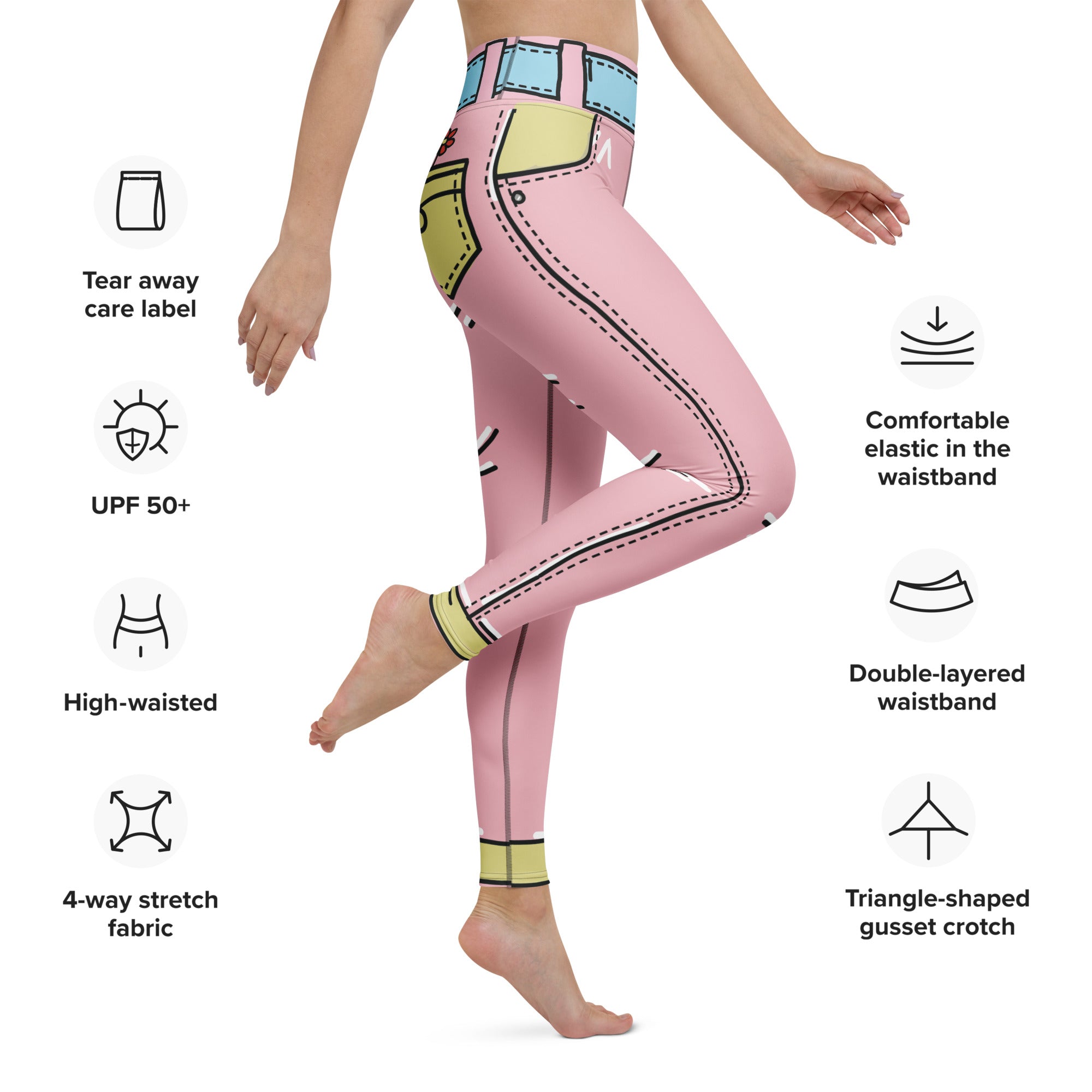 Cartoonized Pink Yoga Leggings
