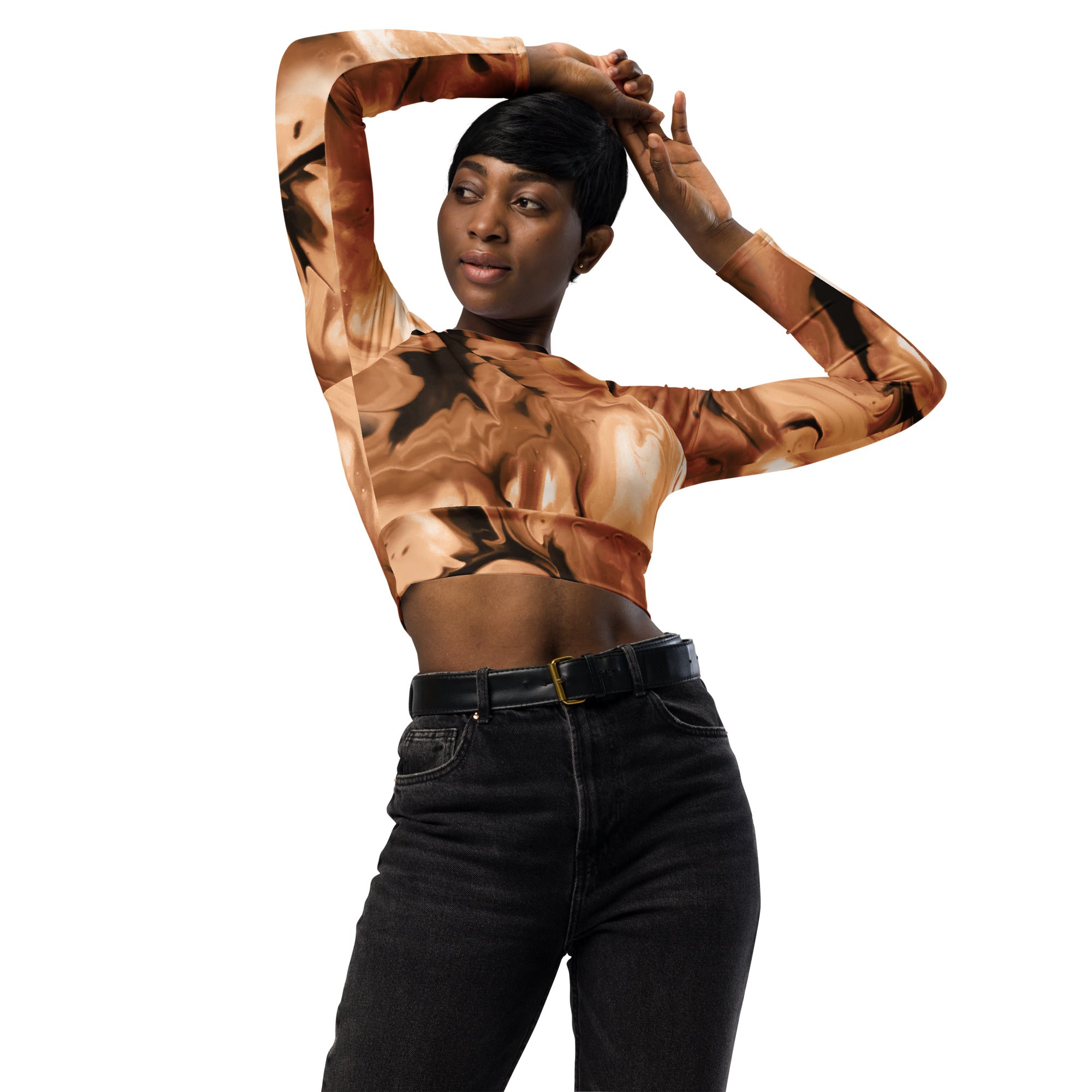 Coffee Essence Recycled Long-sleeve Crop Top