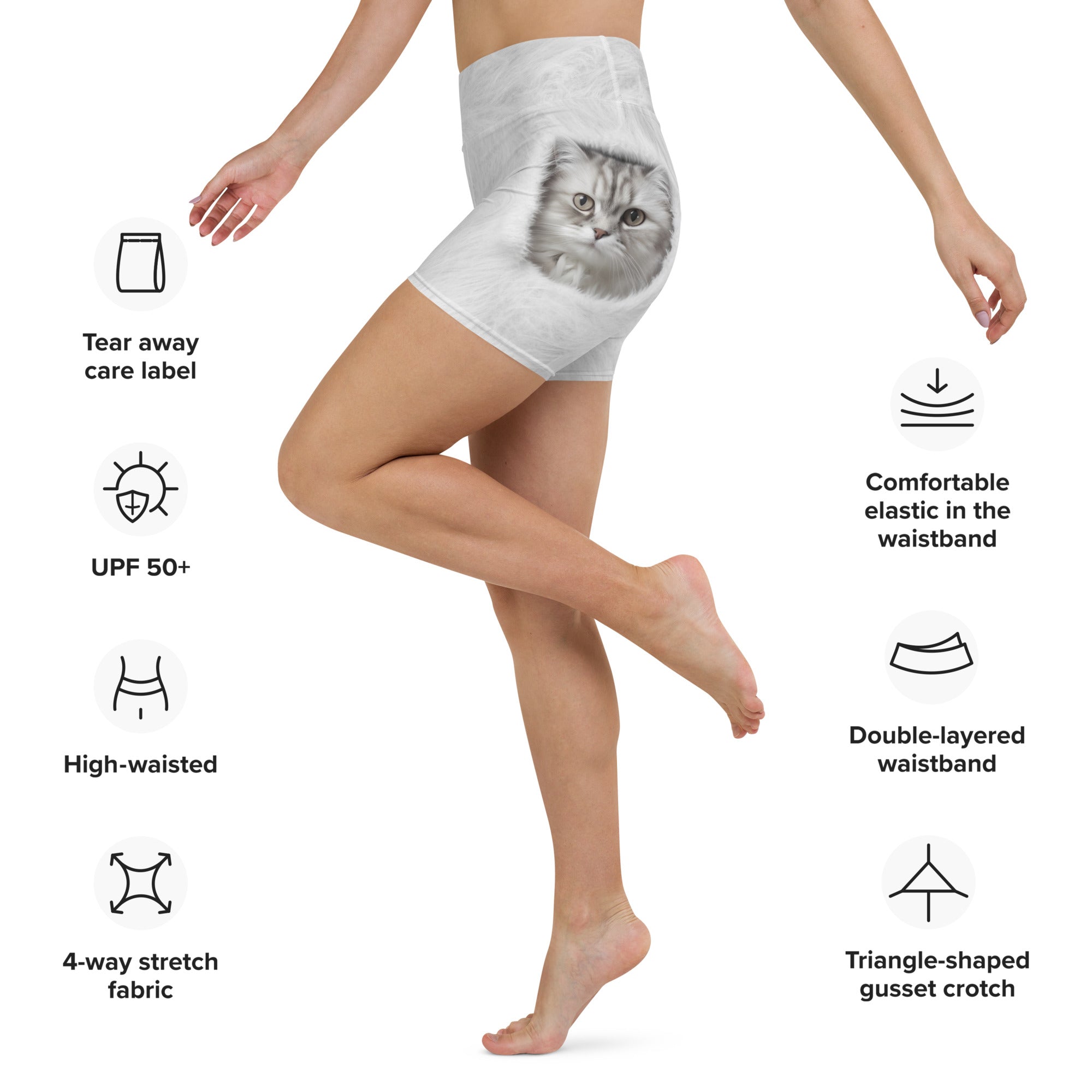 Cute Cozy Cat Yoga Shorts