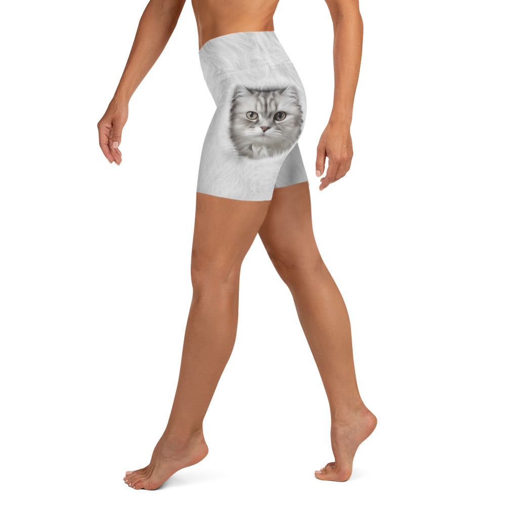 Cute Cozy Cat Yoga Shorts