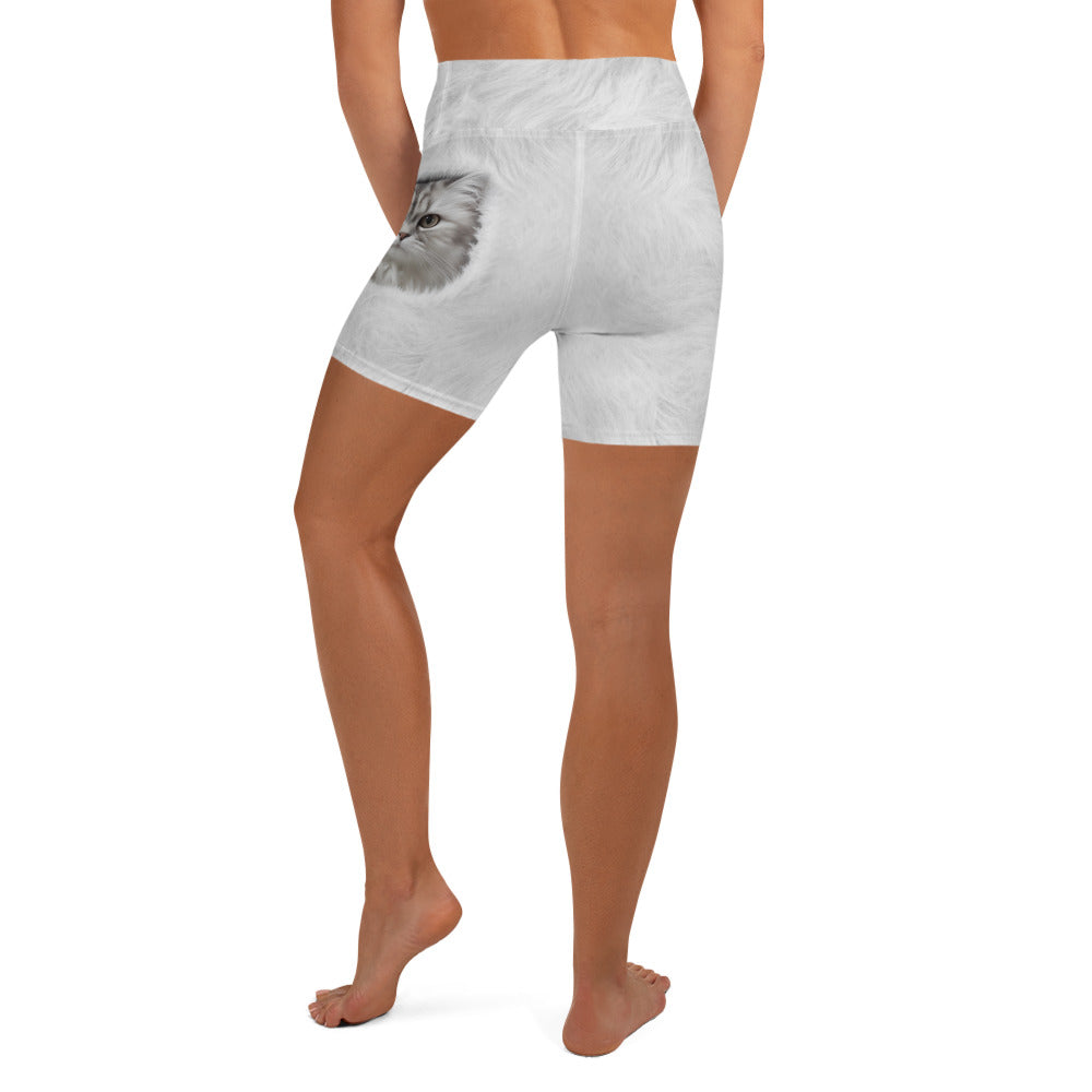 Cute Cozy Cat Yoga Shorts