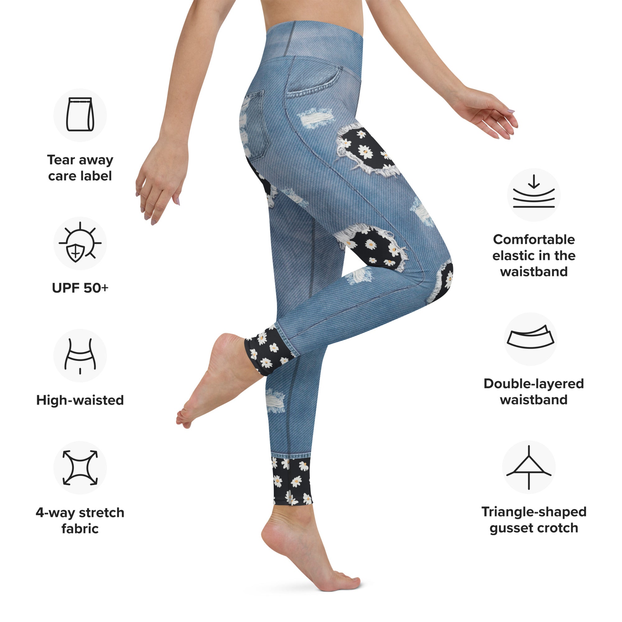 Daisy Denim Yoga Leggings