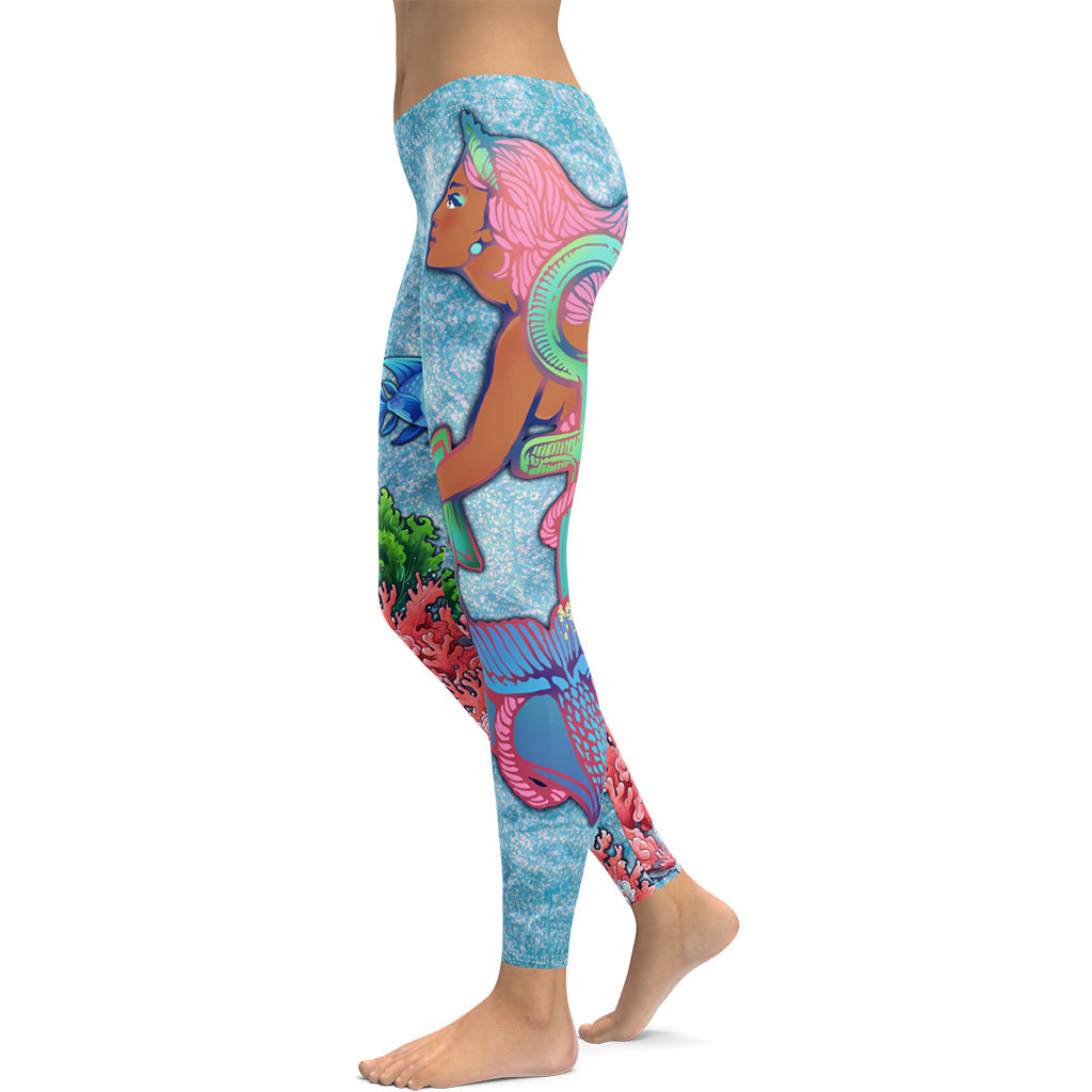 Mermaid print store leggings