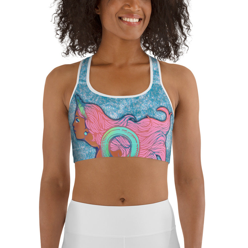 Darker Skin Mermaid Sports Bra