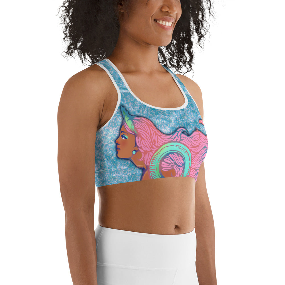 Darker Skin Mermaid Sports Bra