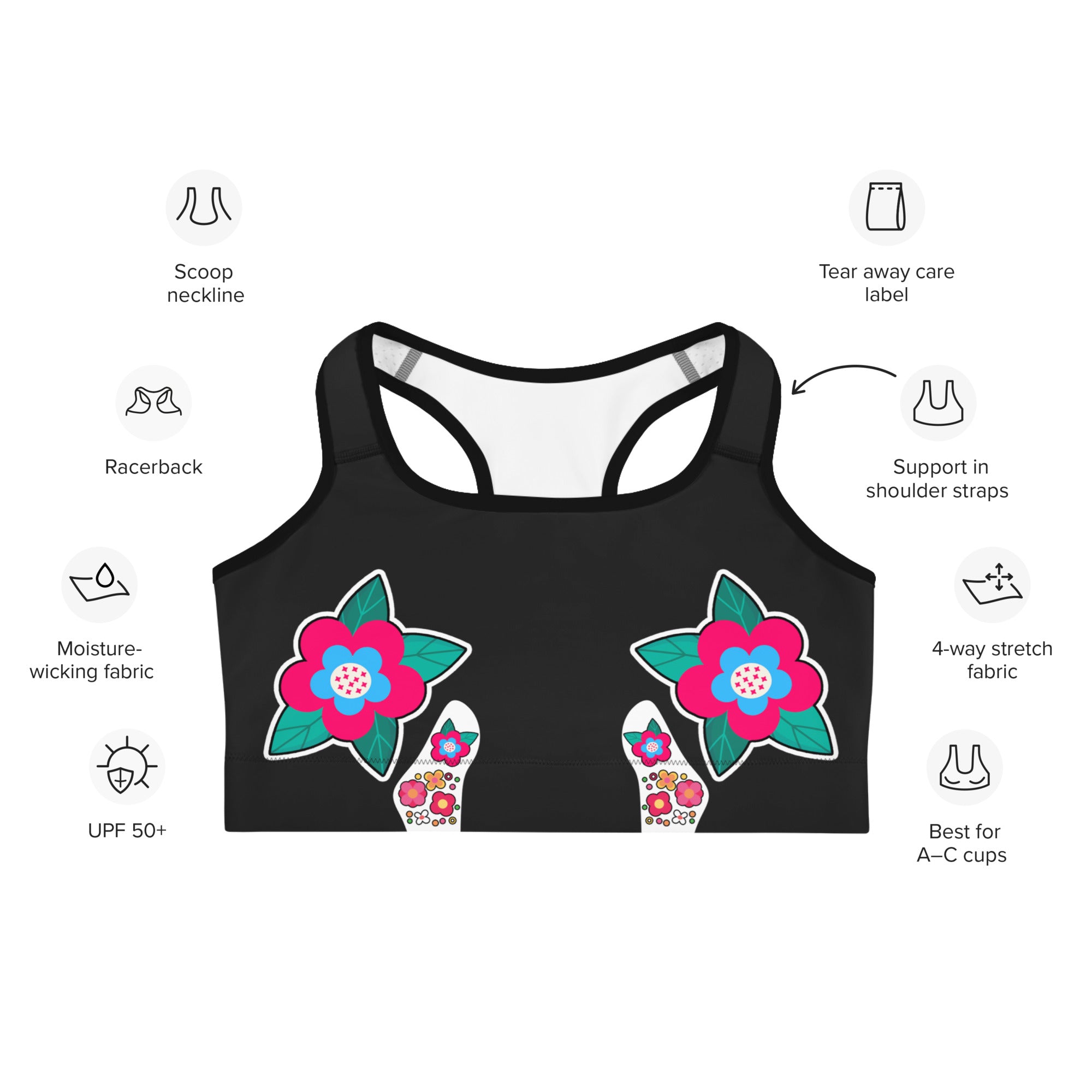 Day of the Dead Bones Sports Bra