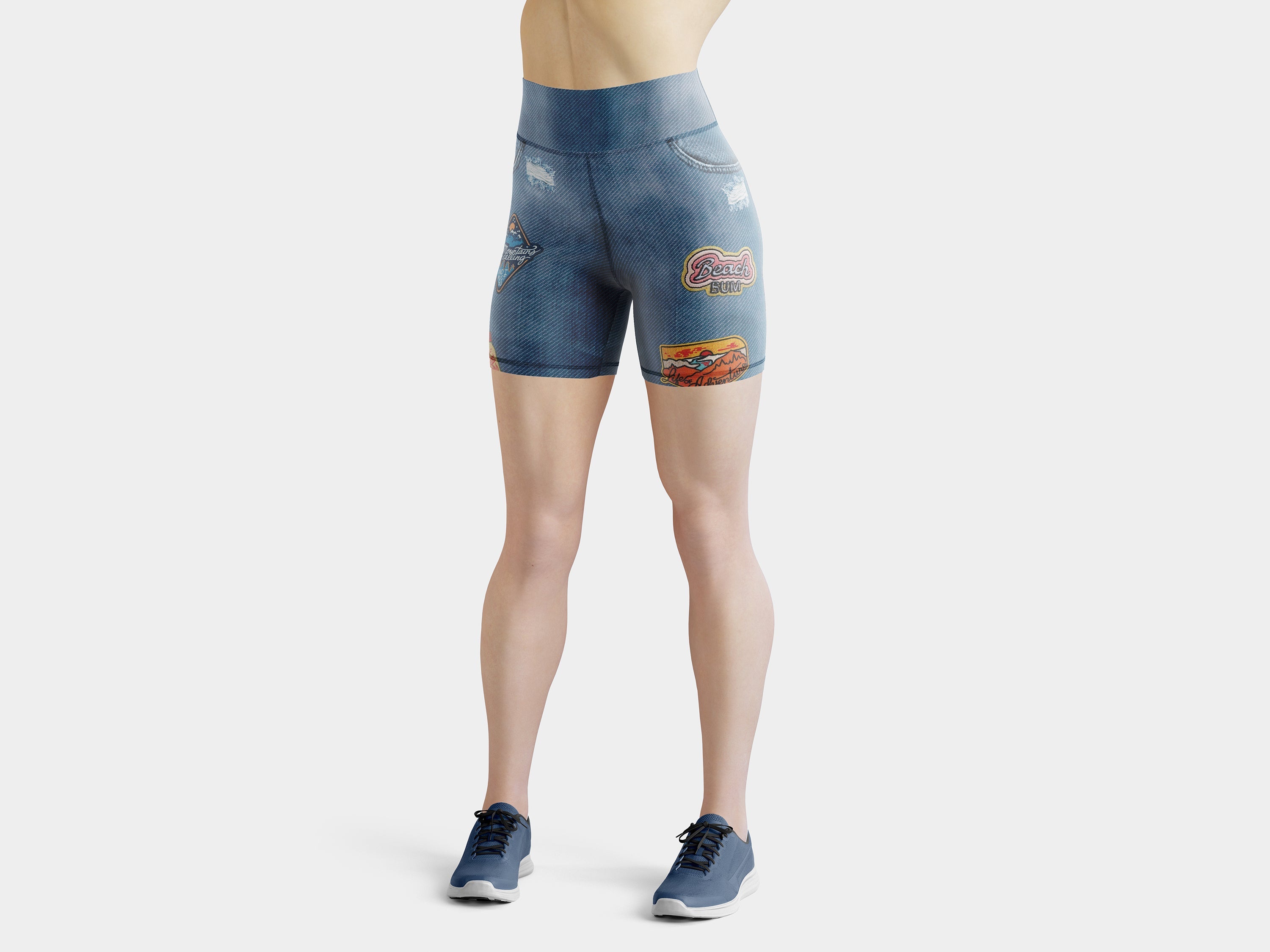 Denim Patch Yoga Shorts