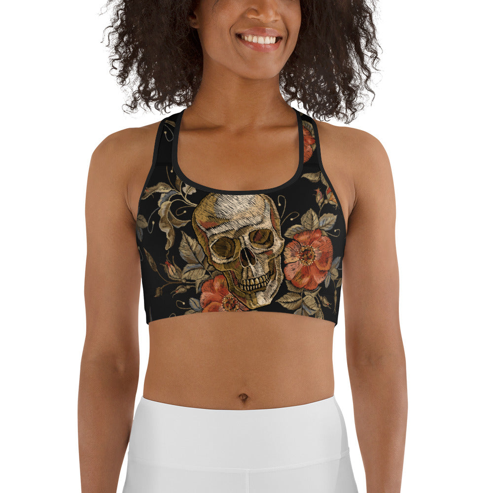 Embroidery Skull Sports Bra
