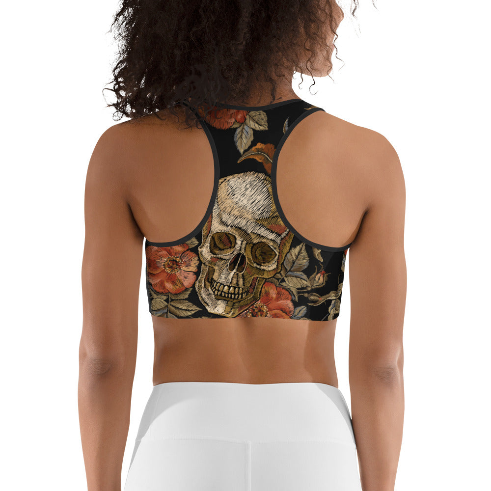 Embroidery Skull Sports Bra