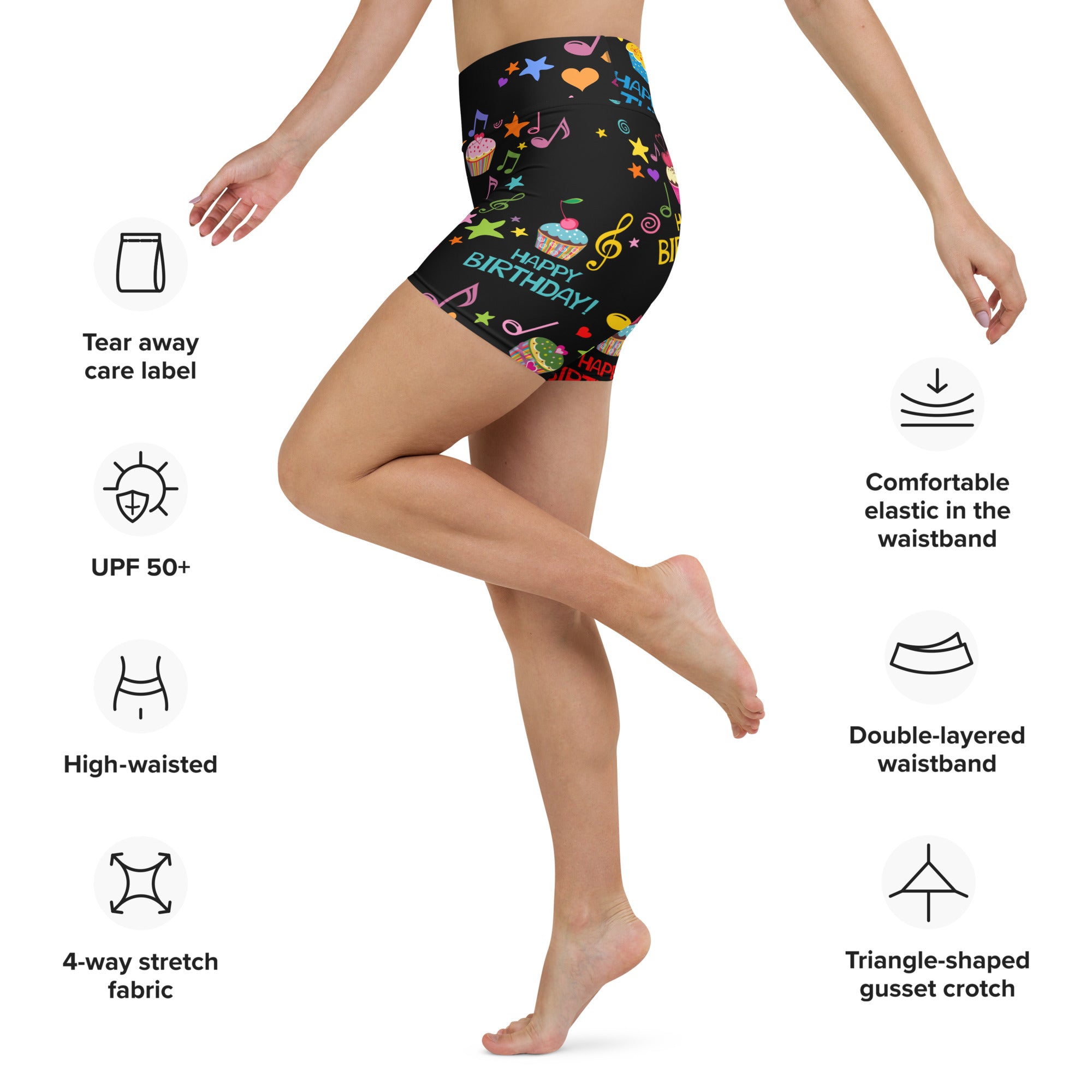 Happy Birthday Yoga Shorts