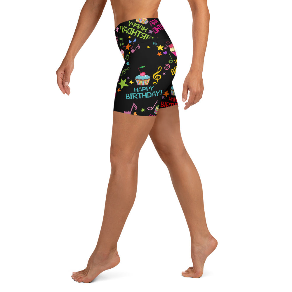 Happy Birthday Yoga Shorts