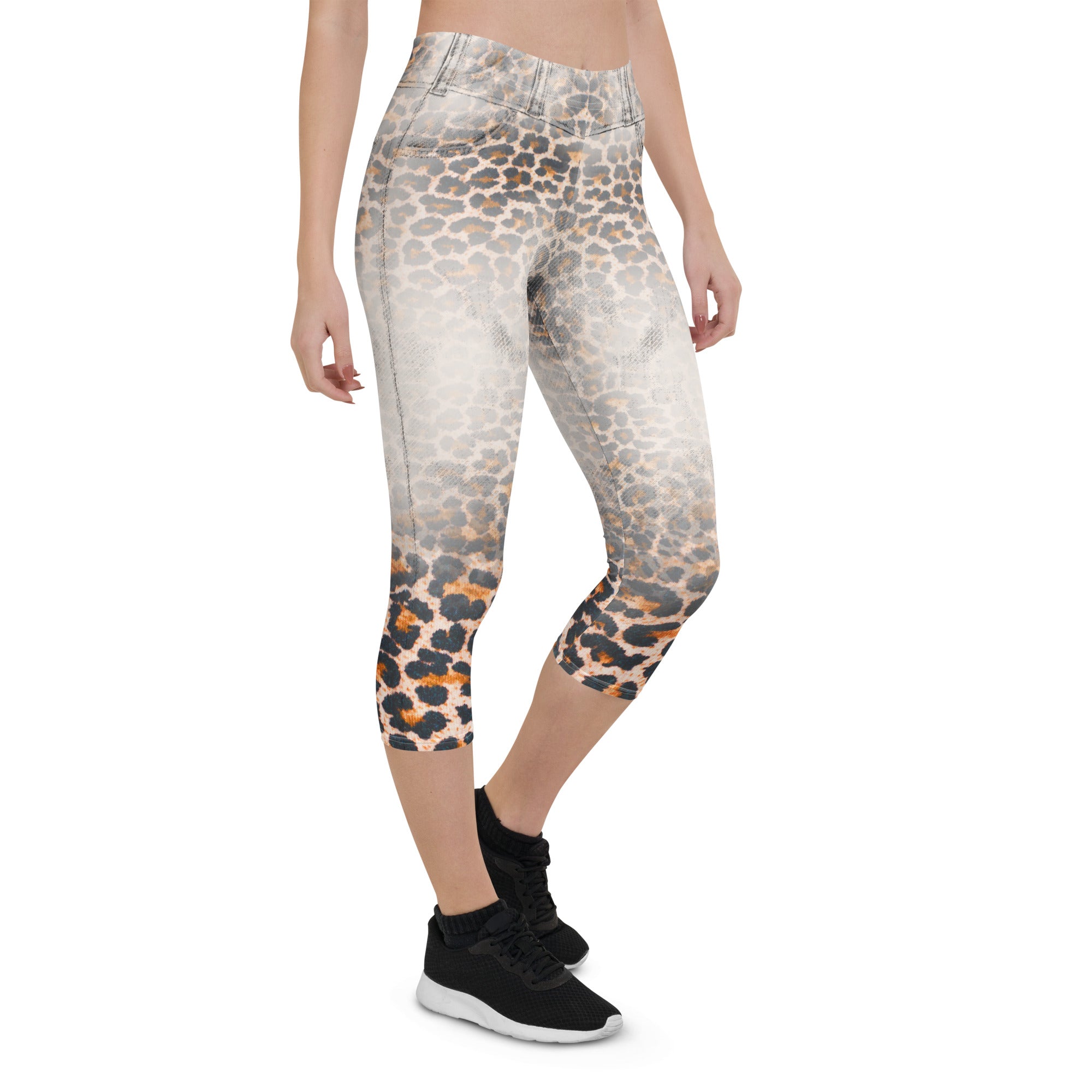 Leopard Denim Print Capris