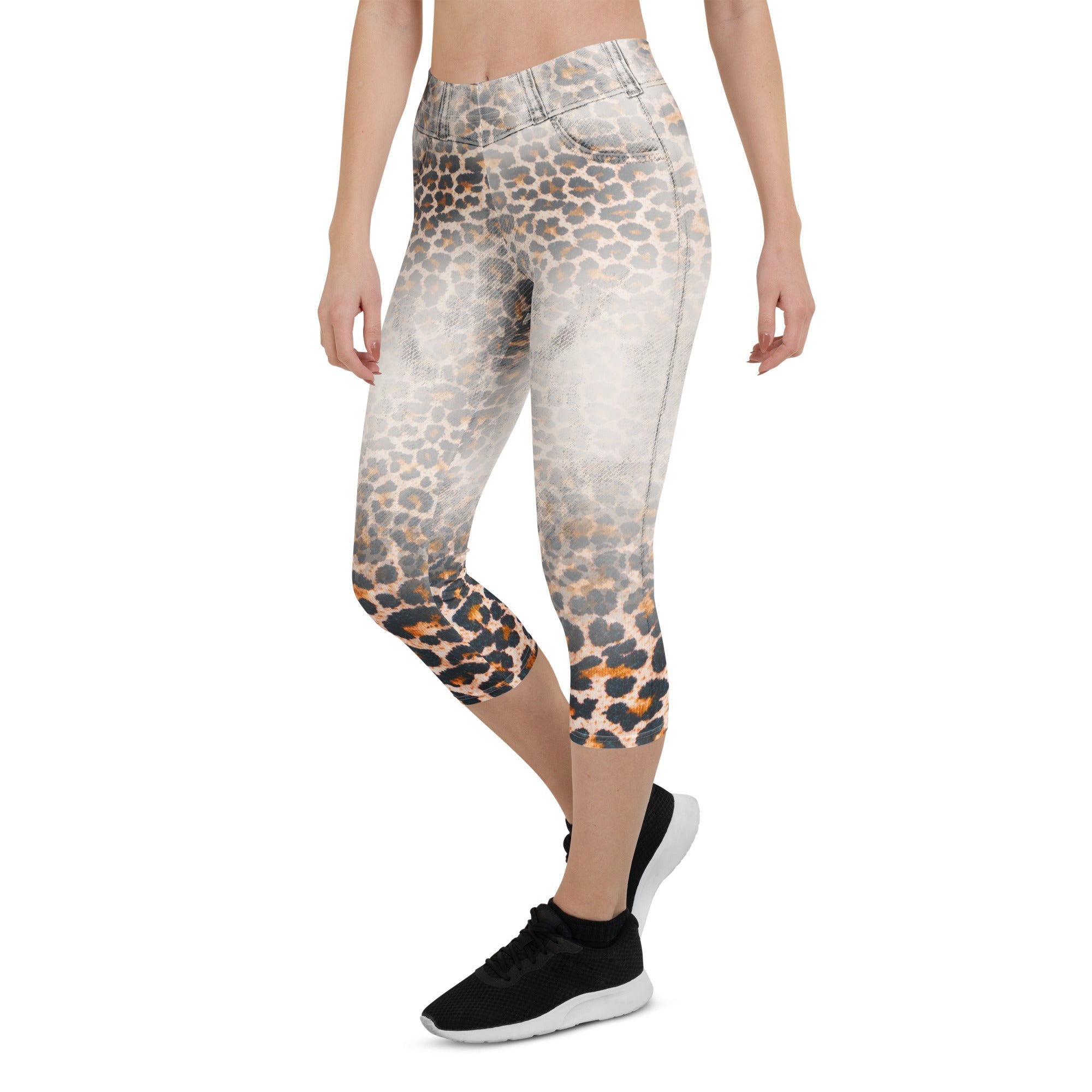 Leopard Denim Print Capris