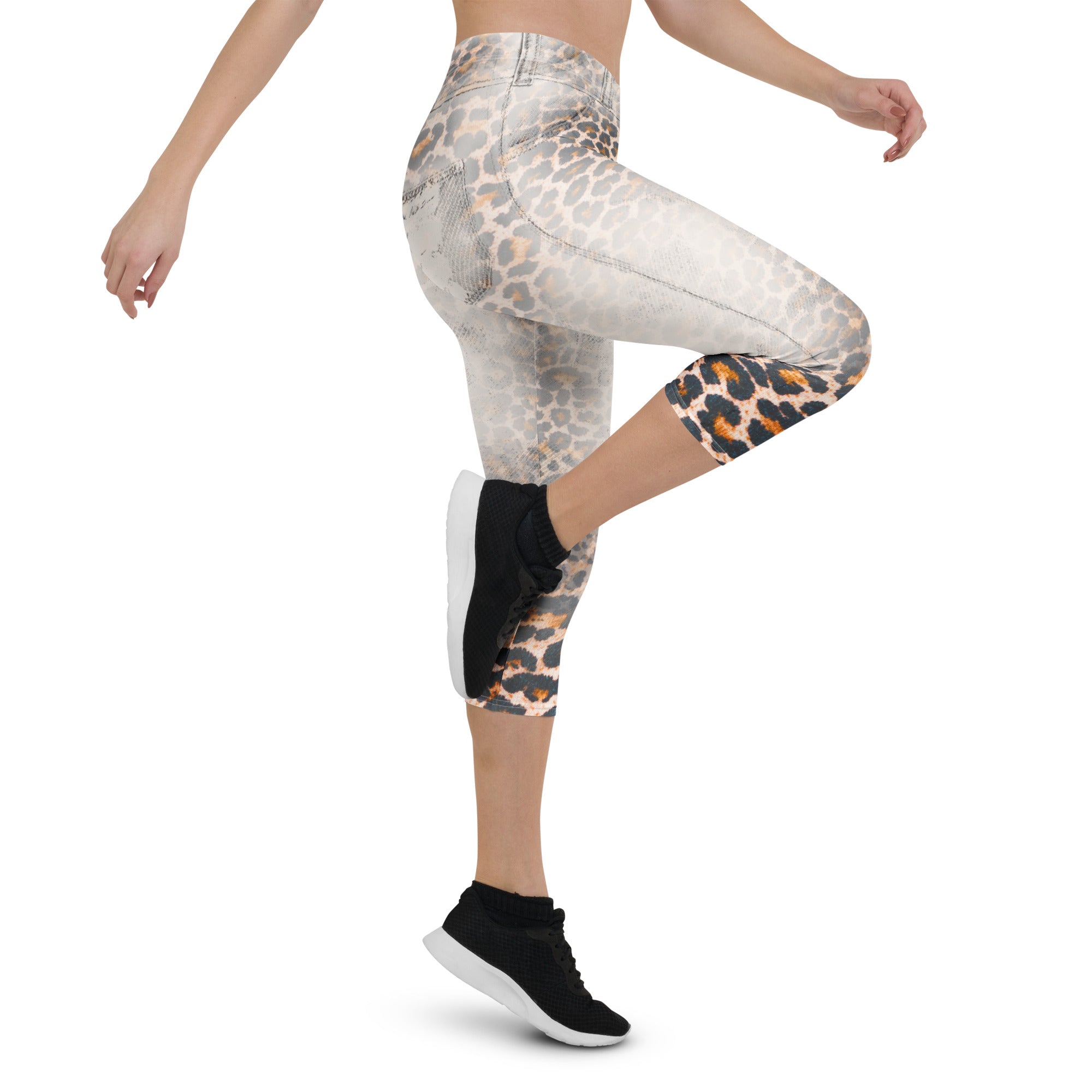 Leopard Denim Print Capris