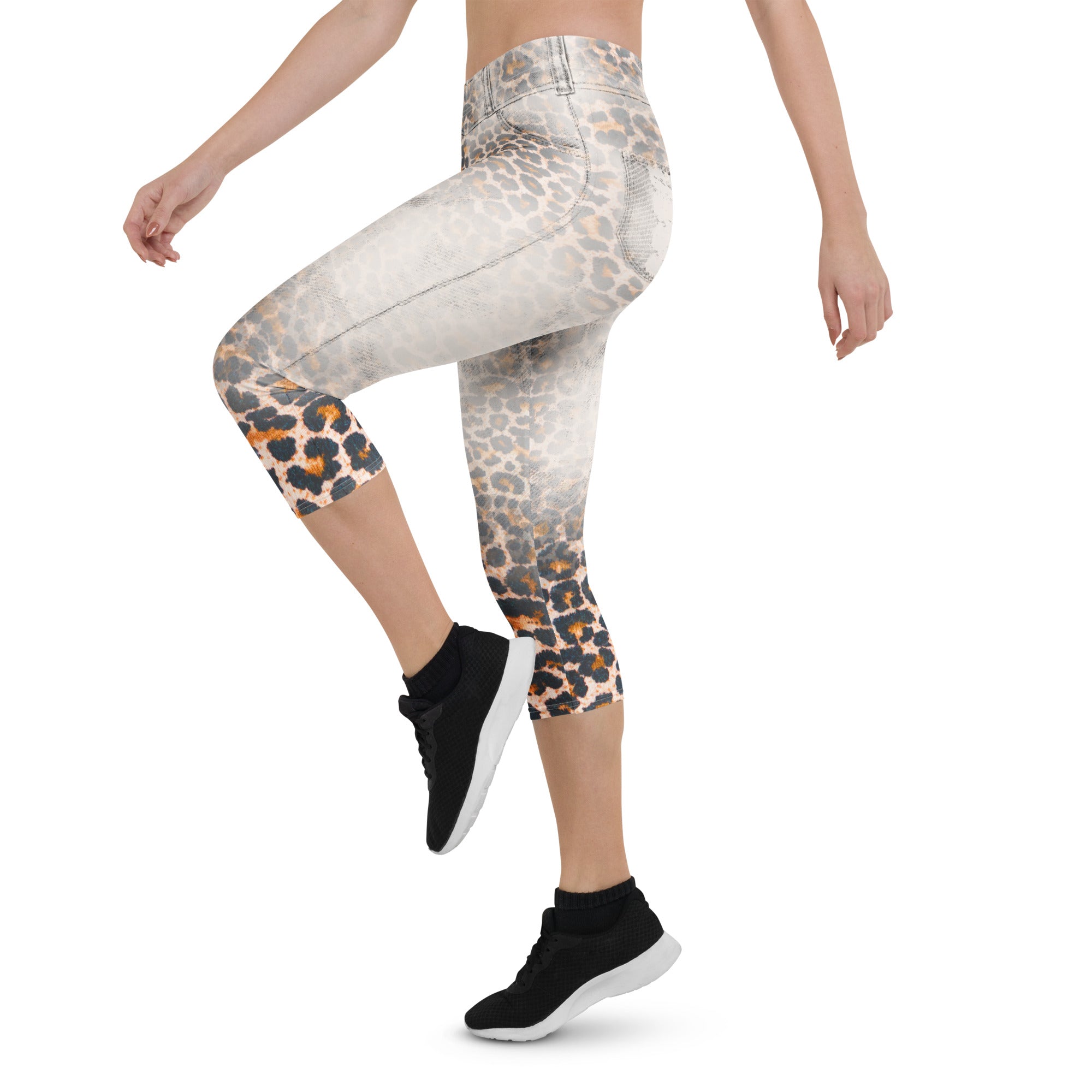 Leopard Denim Print Capris