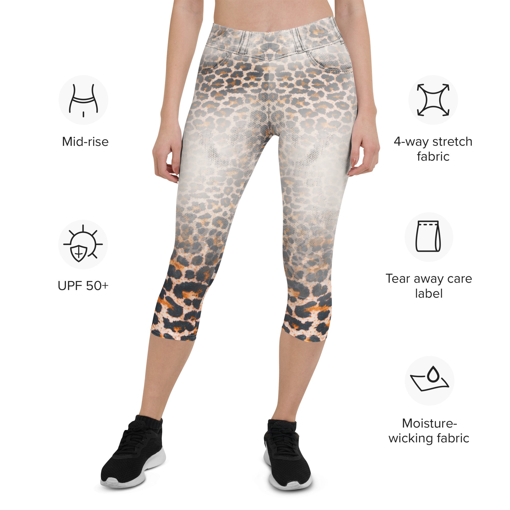 Leopard Denim Print Capris