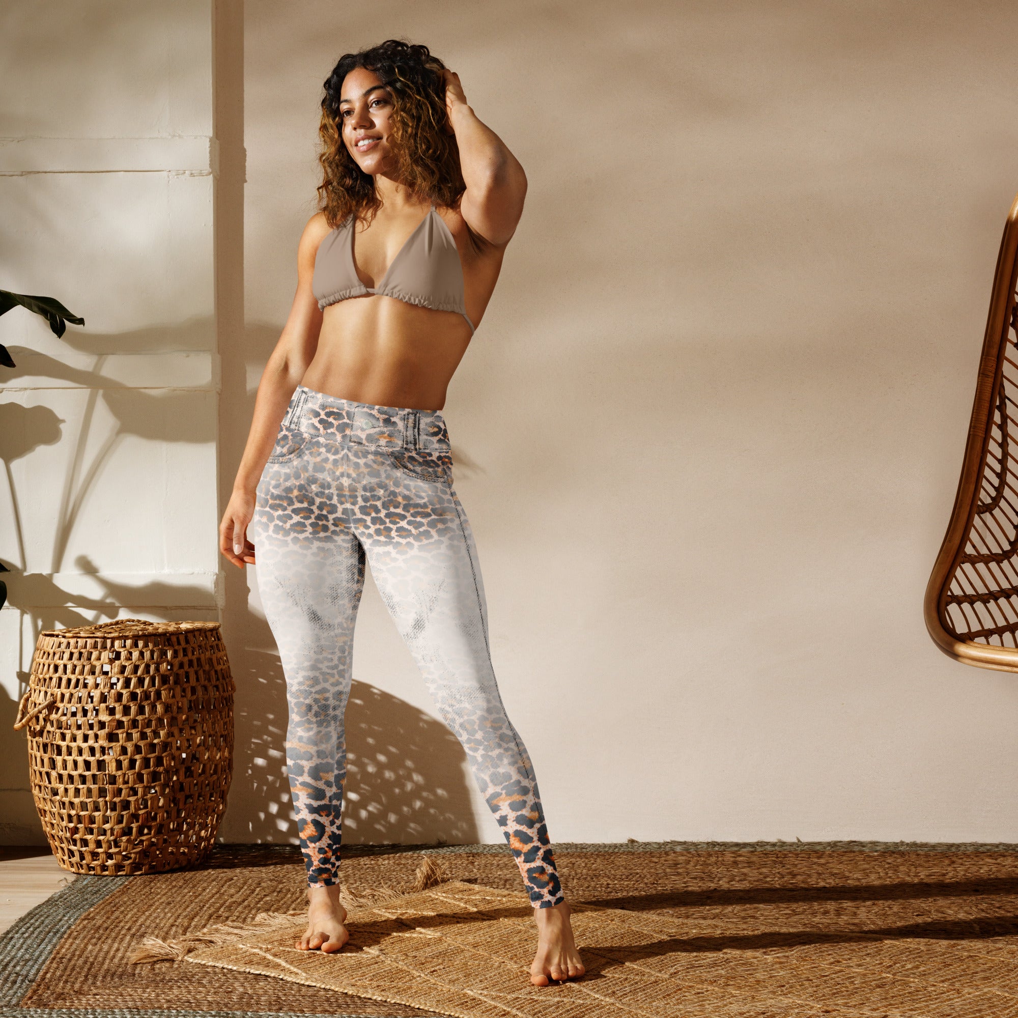 Leopard Denim Print Yoga Leggings