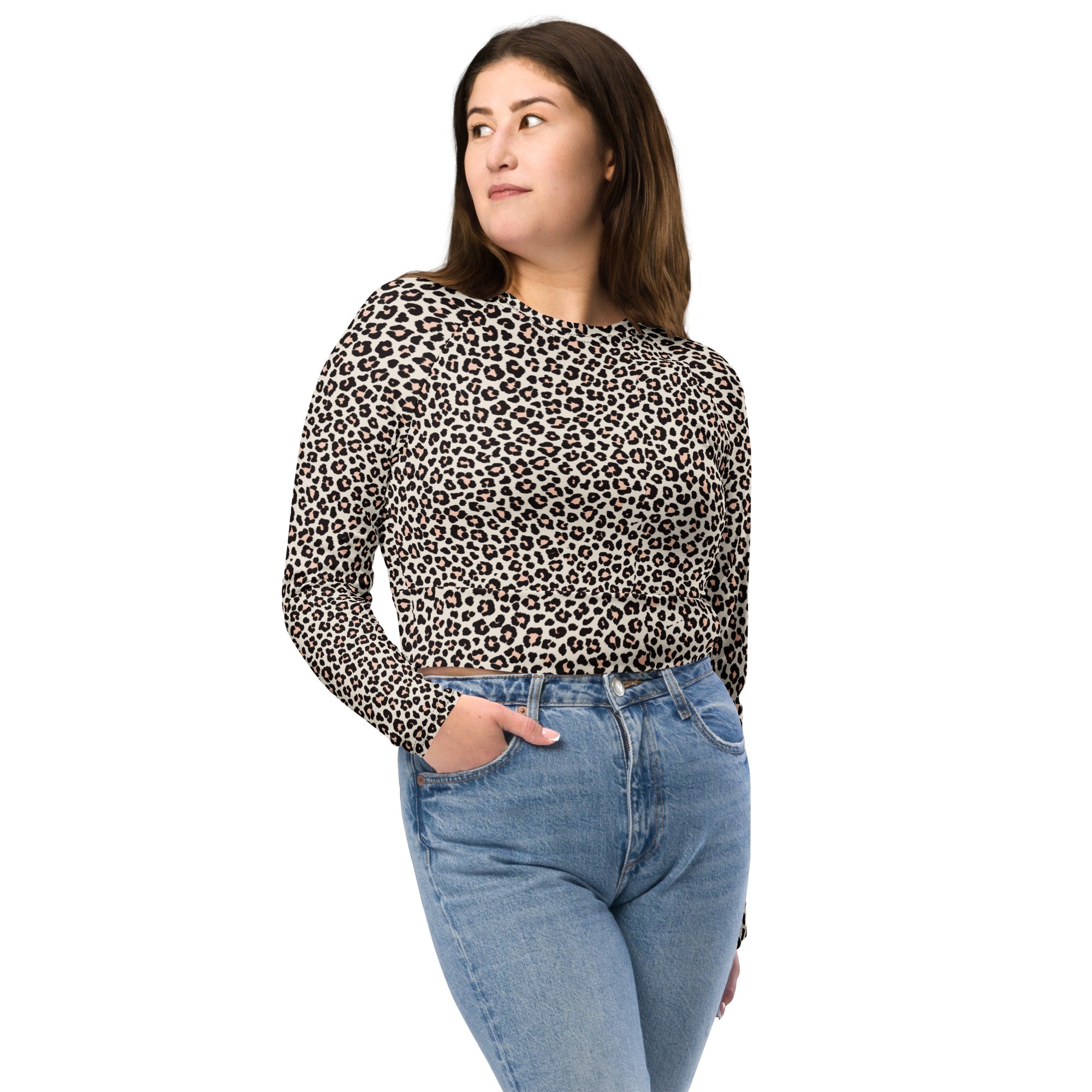 Leopard Recycled Long-sleeve Crop Top