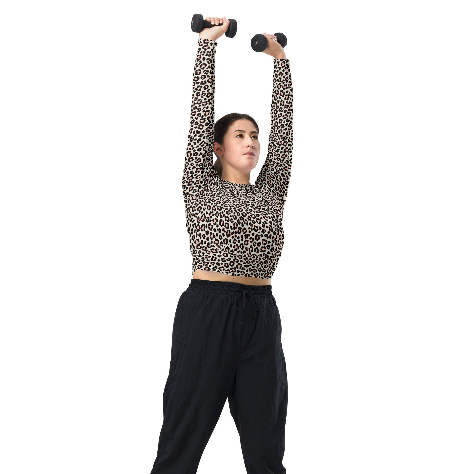 Leopard Recycled Long-sleeve Crop Top