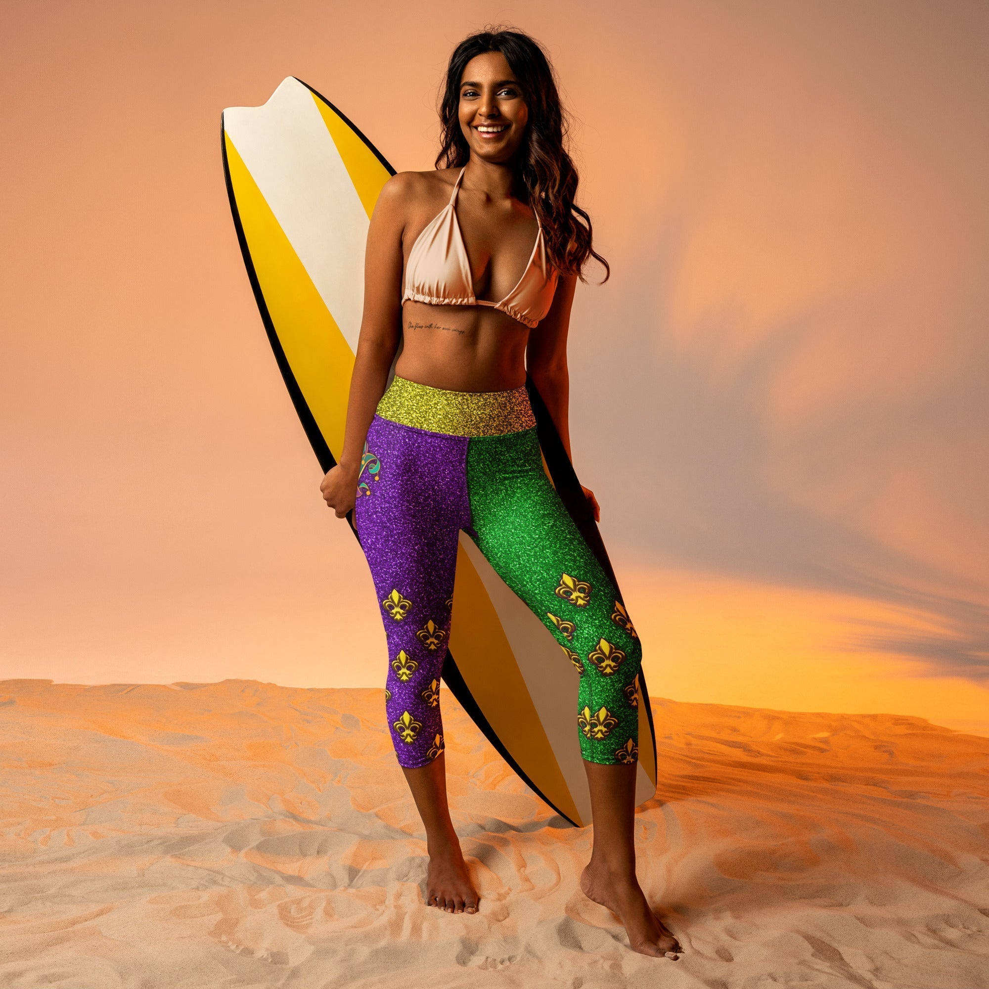 Mardi Gras Mask Yoga Capris