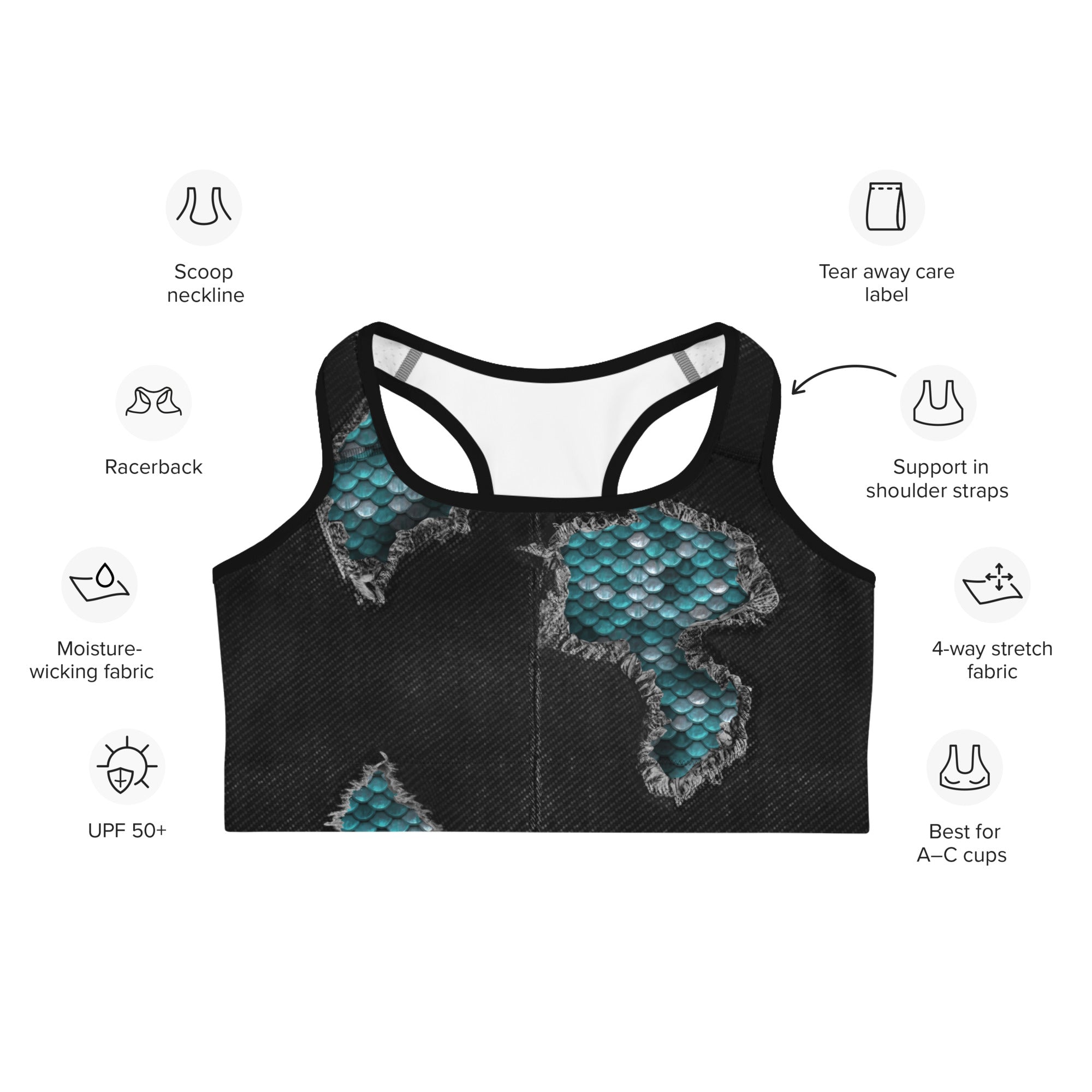 Mermaid Scales Sports Bra