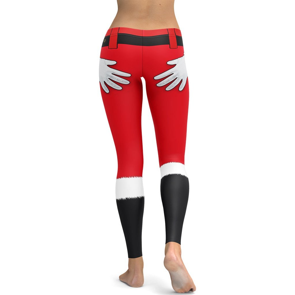 Santa Leggings - Christmas Women's High Waist Leggings Christmas Printing  Sports Pants Yoga Legging