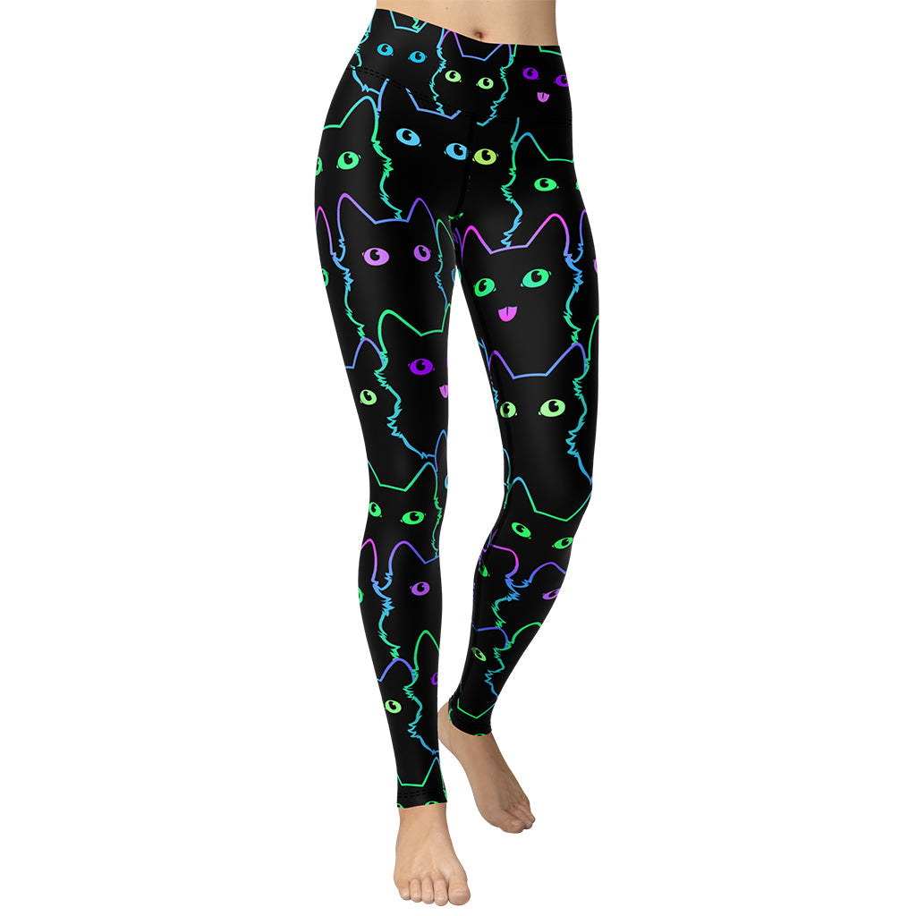 Waist Neon Leggings Walmart Mystic Cats Yoga Leggings