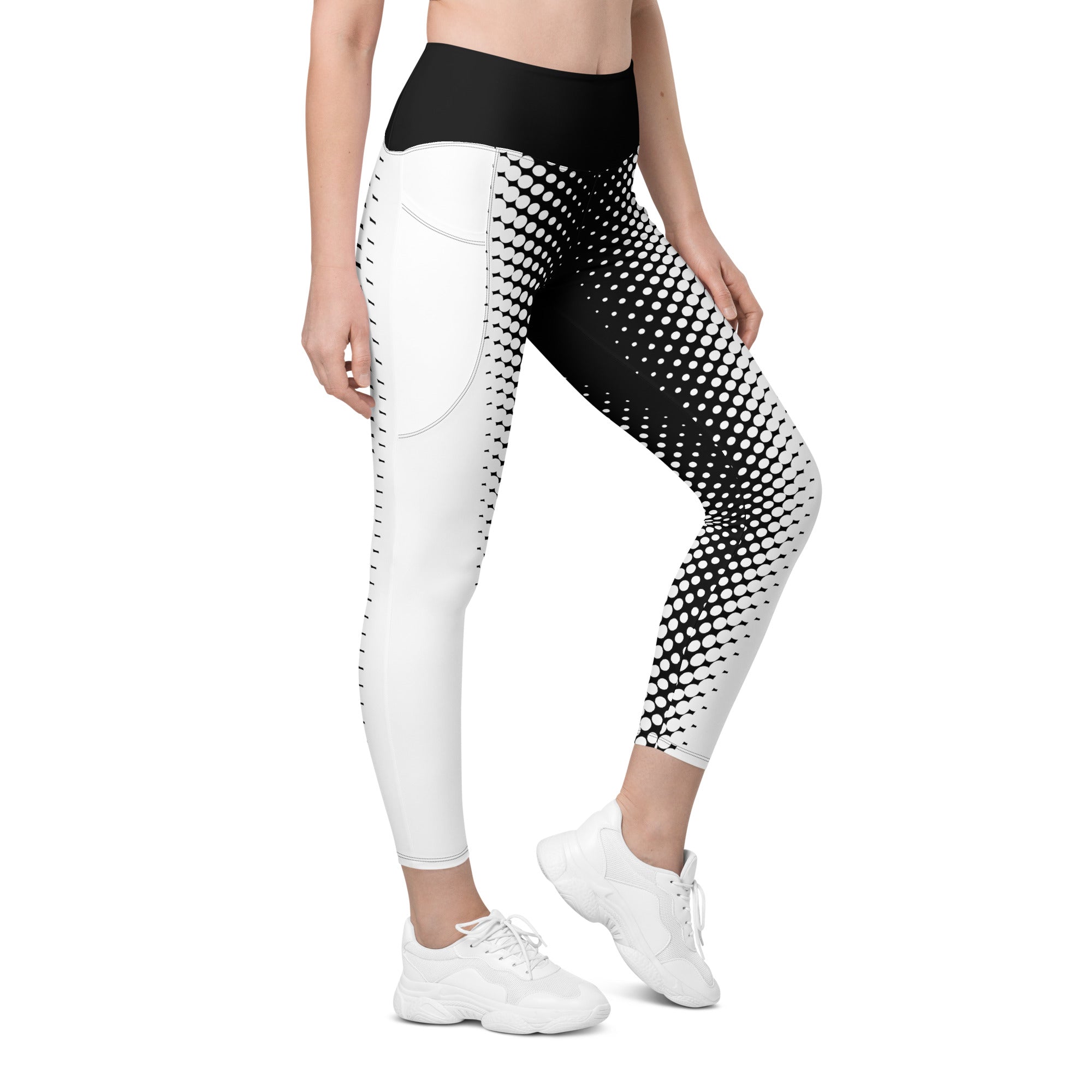 Web Illusion Pattern Crossover Leggings With Pockets
