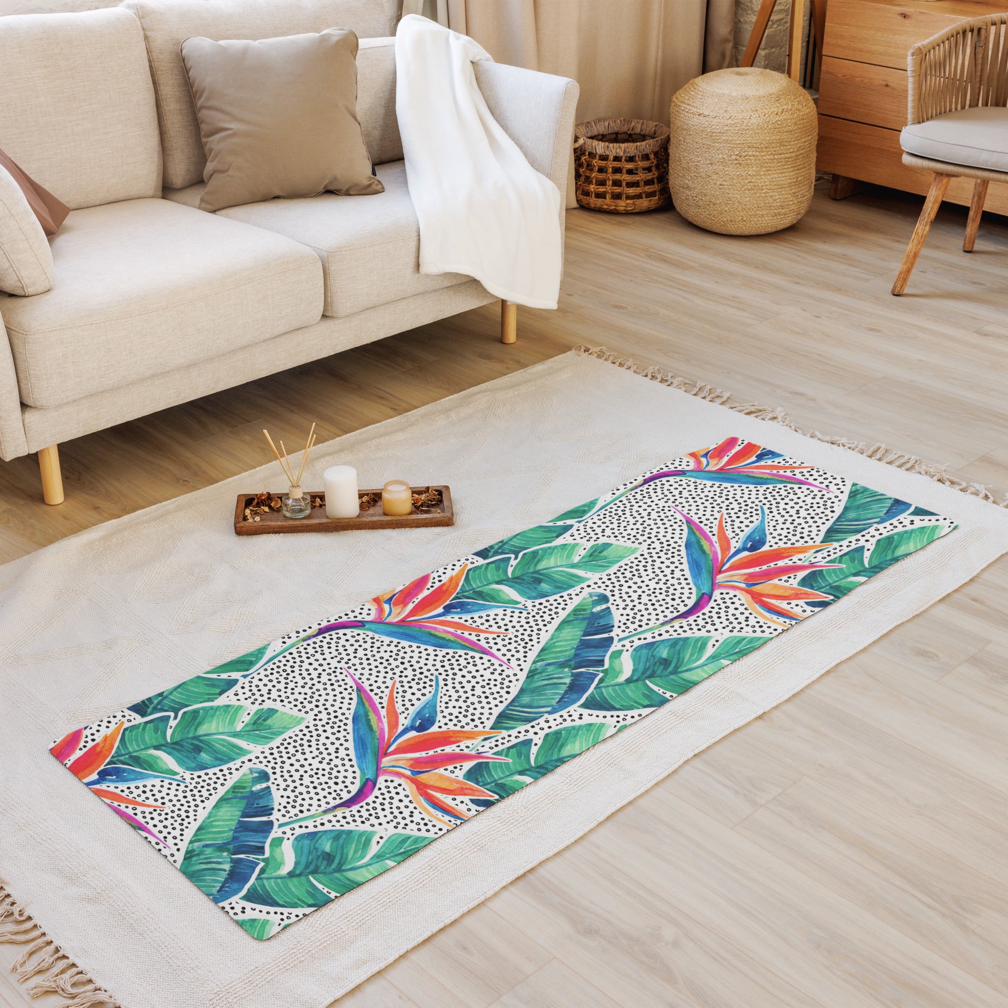 Polka Dot Floral Yoga Mat