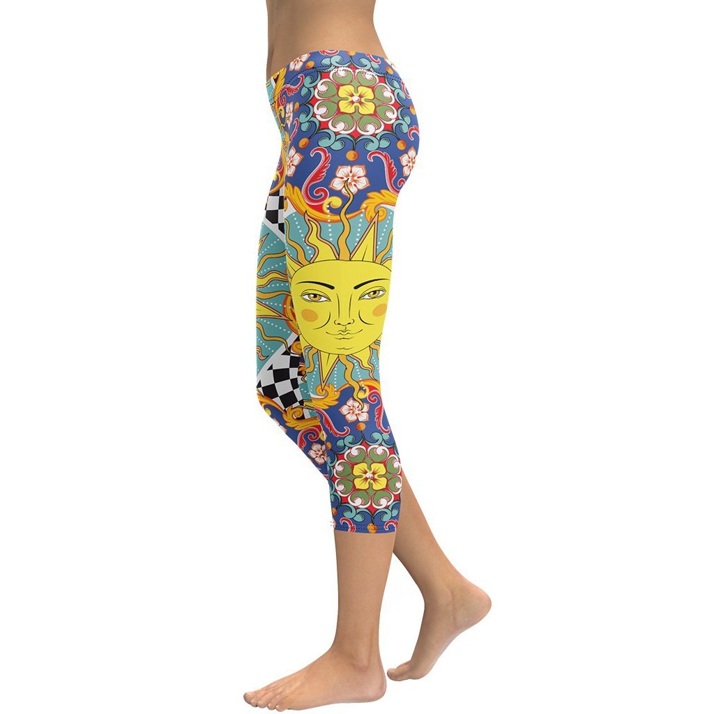 Psychedelic Sun Print Capris