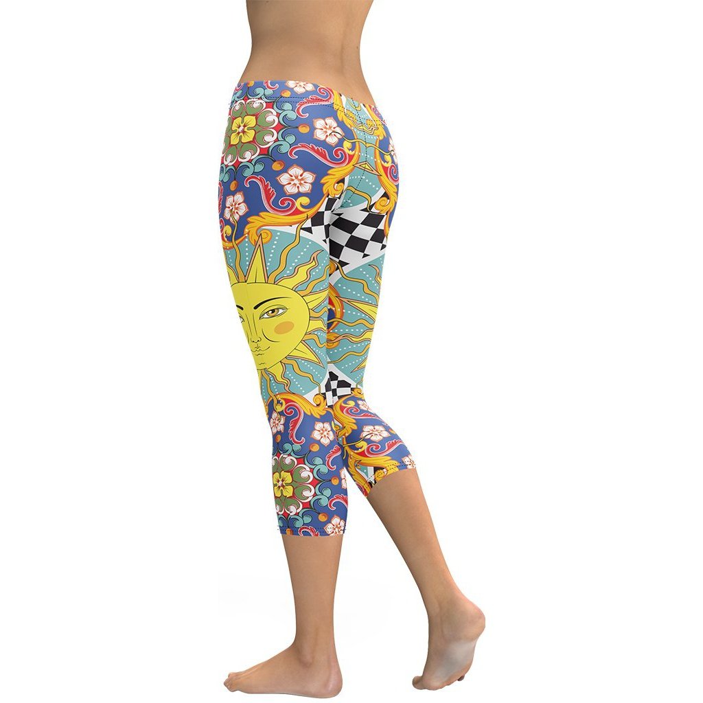 Psychedelic Sun Print Capris