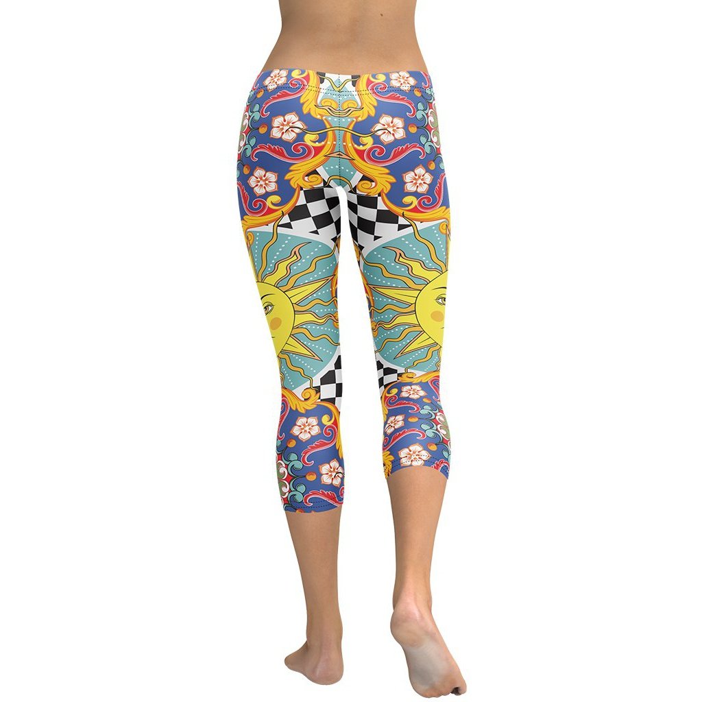 Psychedelic Sun Print Capris