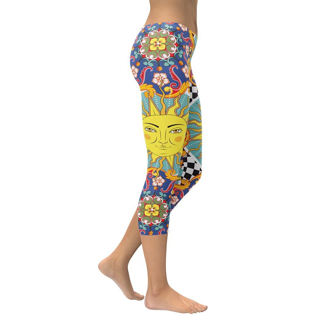 Psychedelic Sun Print Capris